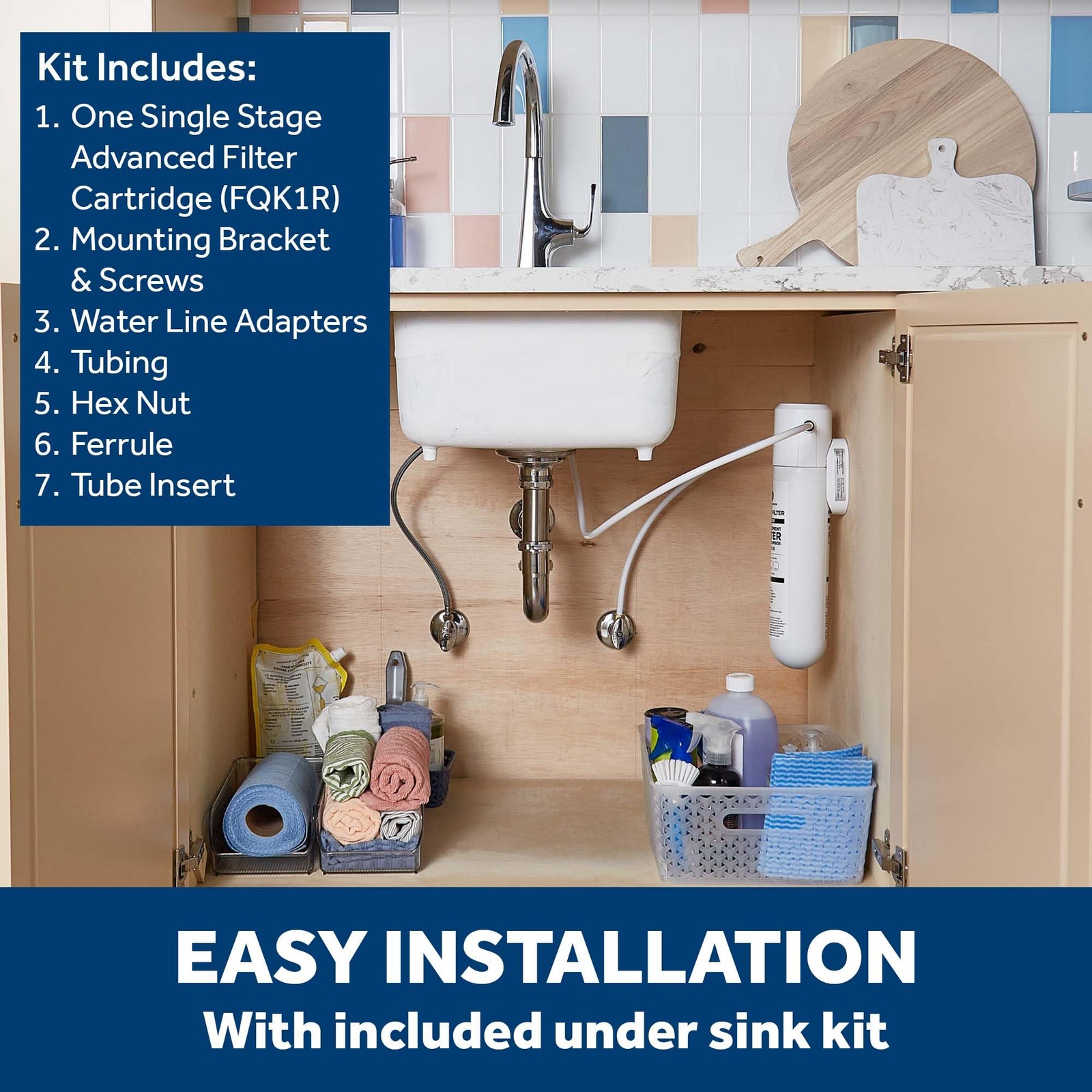 GE Single Stage Under Sink Water Filtration System, Reduces 95+ Impurities