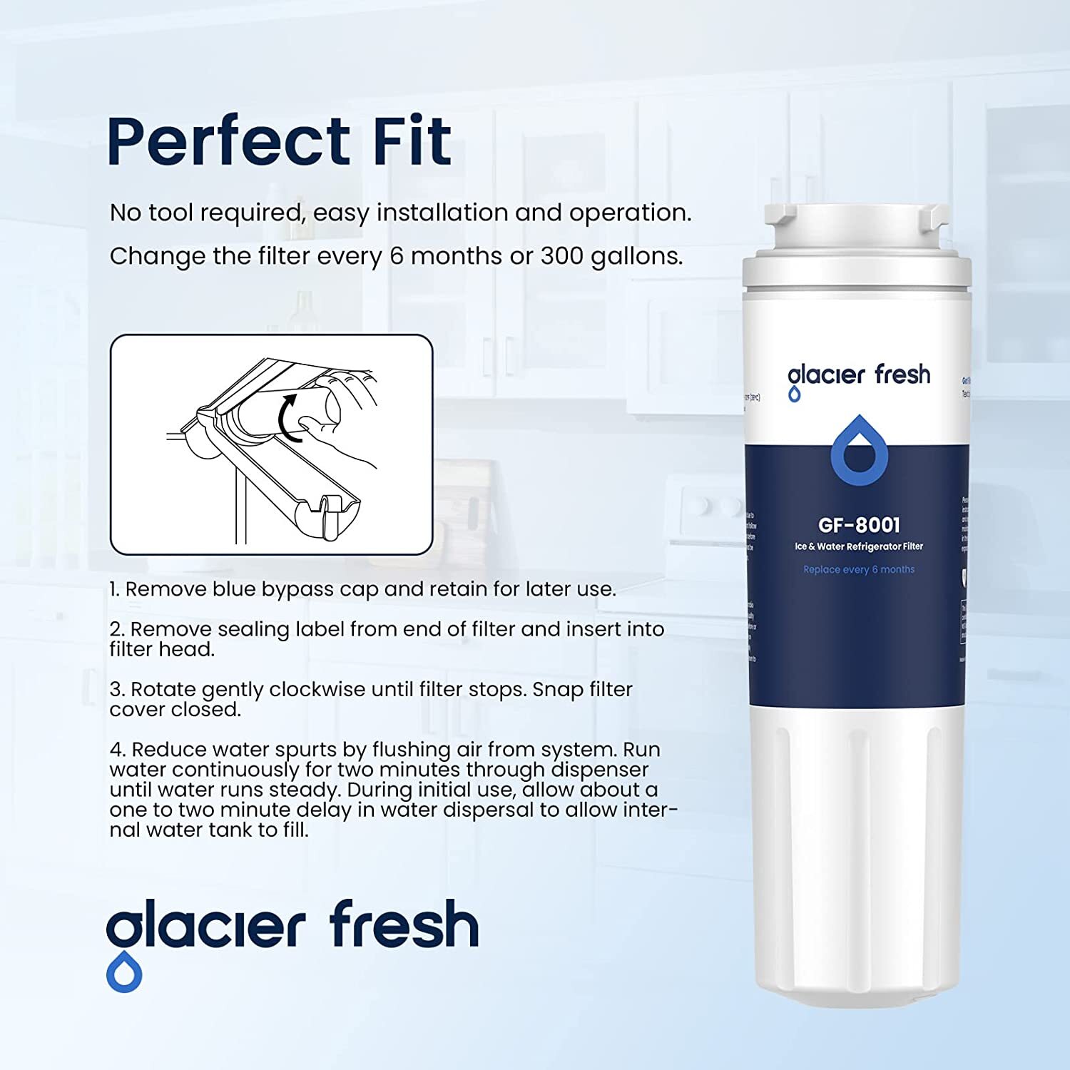 1 2 3 4 Pack EDR4RXD1 UKF8001 Refrigerator Water Filter Whirlpool Maytag Puricle