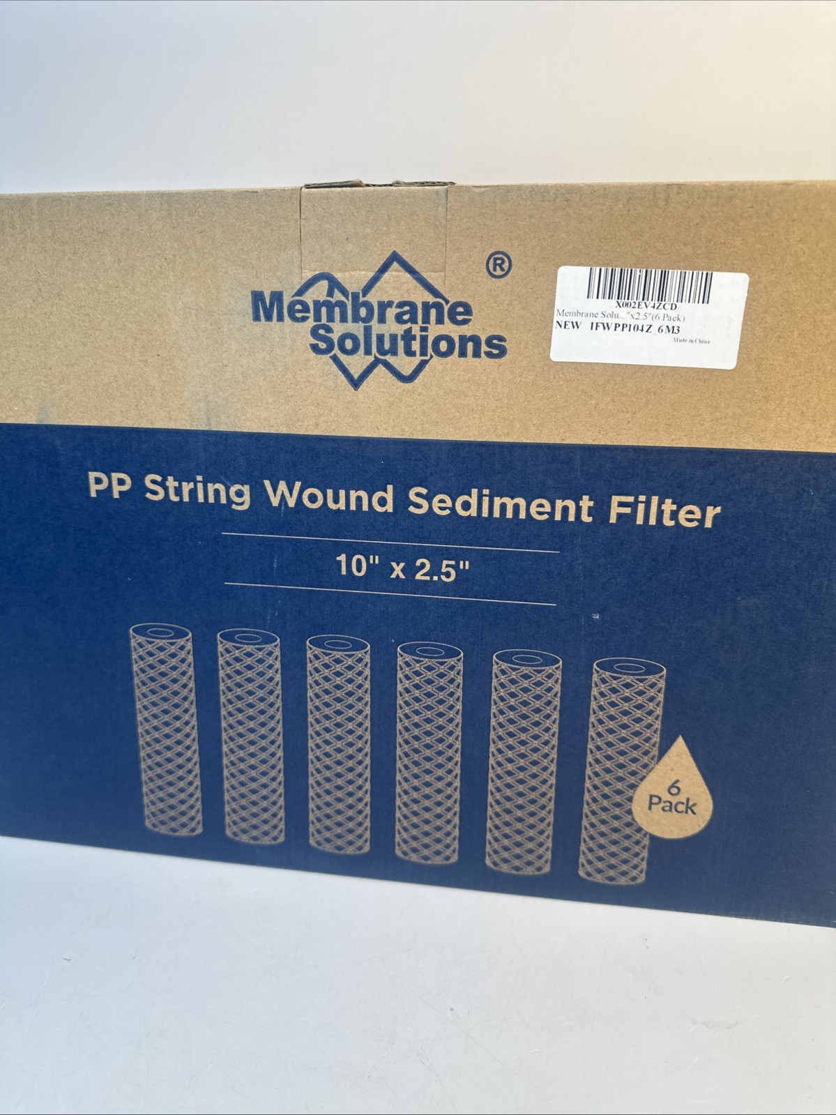 Membrane Solutions PP String Wound Sediment 20 Micron Filter 10″x2.5″ – 6 Pack