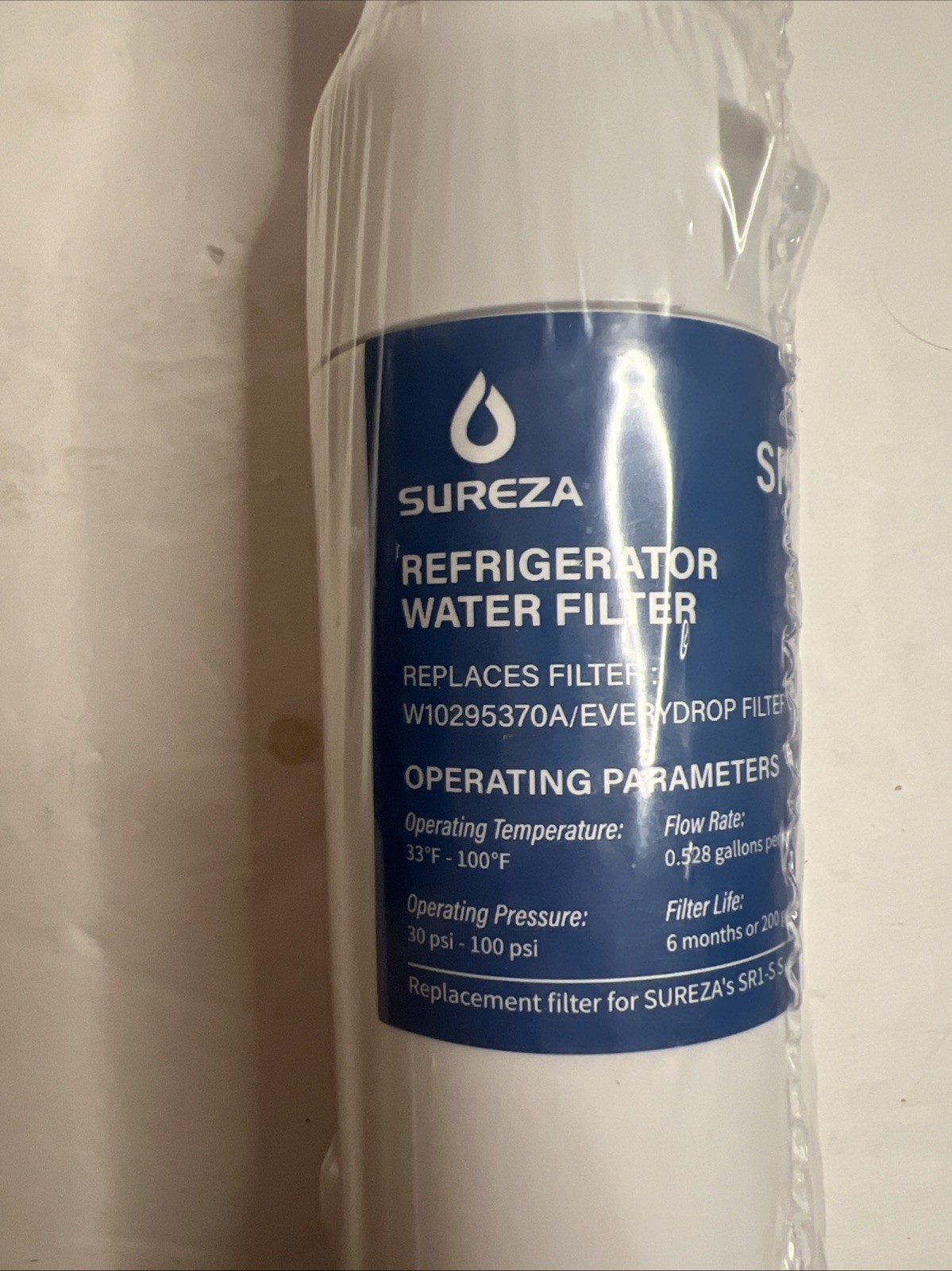 Qty 1 Sureza SR1 Replacement For W10295370A W10295370 EDR1RXD1 Filter Ice water
