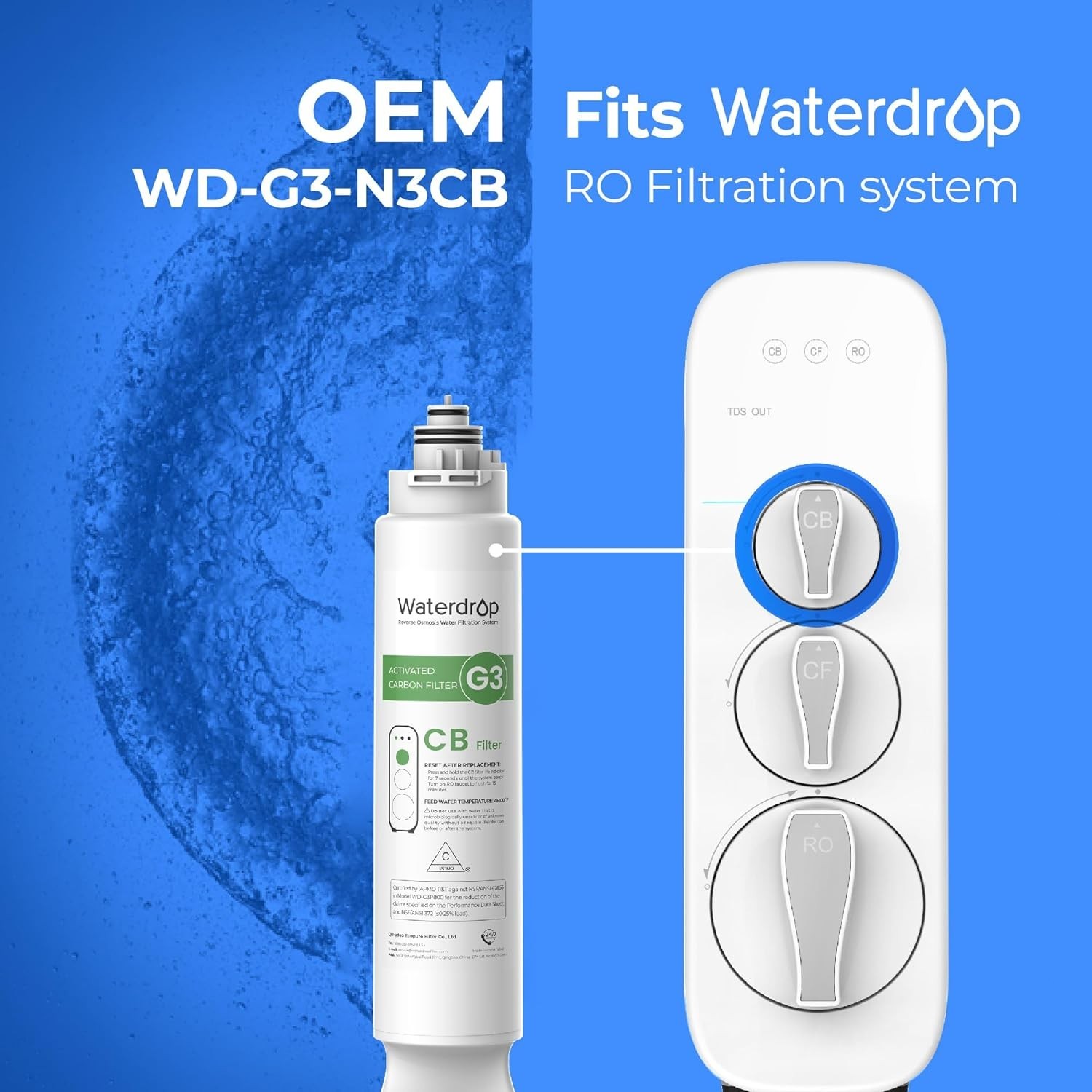 Waterdrop WD-G3P600-W Replacement Filter, WD-G3-N1CF, WD-G3-N3CB, WD-G3P600-RO