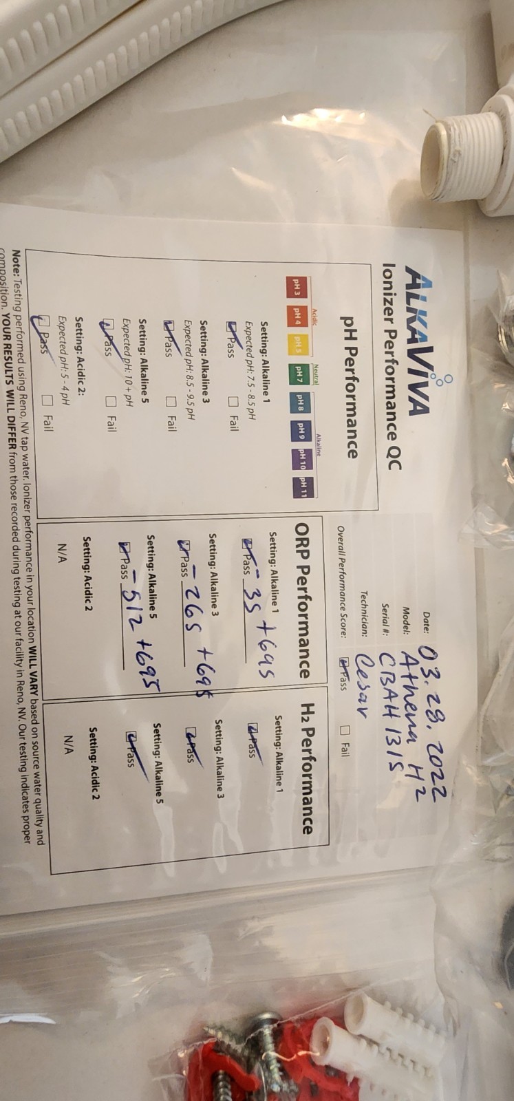 Athena H2 AlkaViva Water Ionizer Machine-Alkaline Water Sys-Used -No Filters