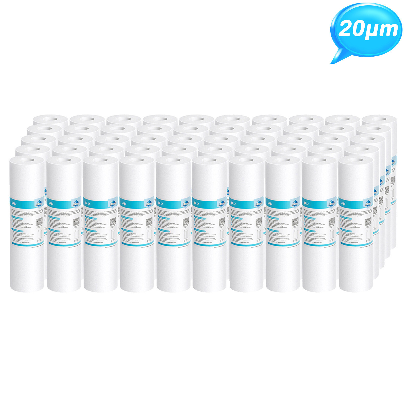 10″x2.5″ 20 Micron Whole House Sediment Water Filter Cartridge Replacement 50PCS