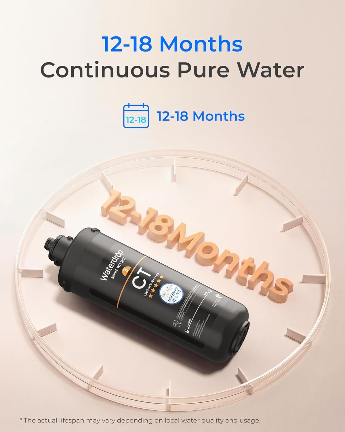 Waterdrop WD-10CT Under Sink Water Filter, Replacement TSA & TSB 3-Stage Under S