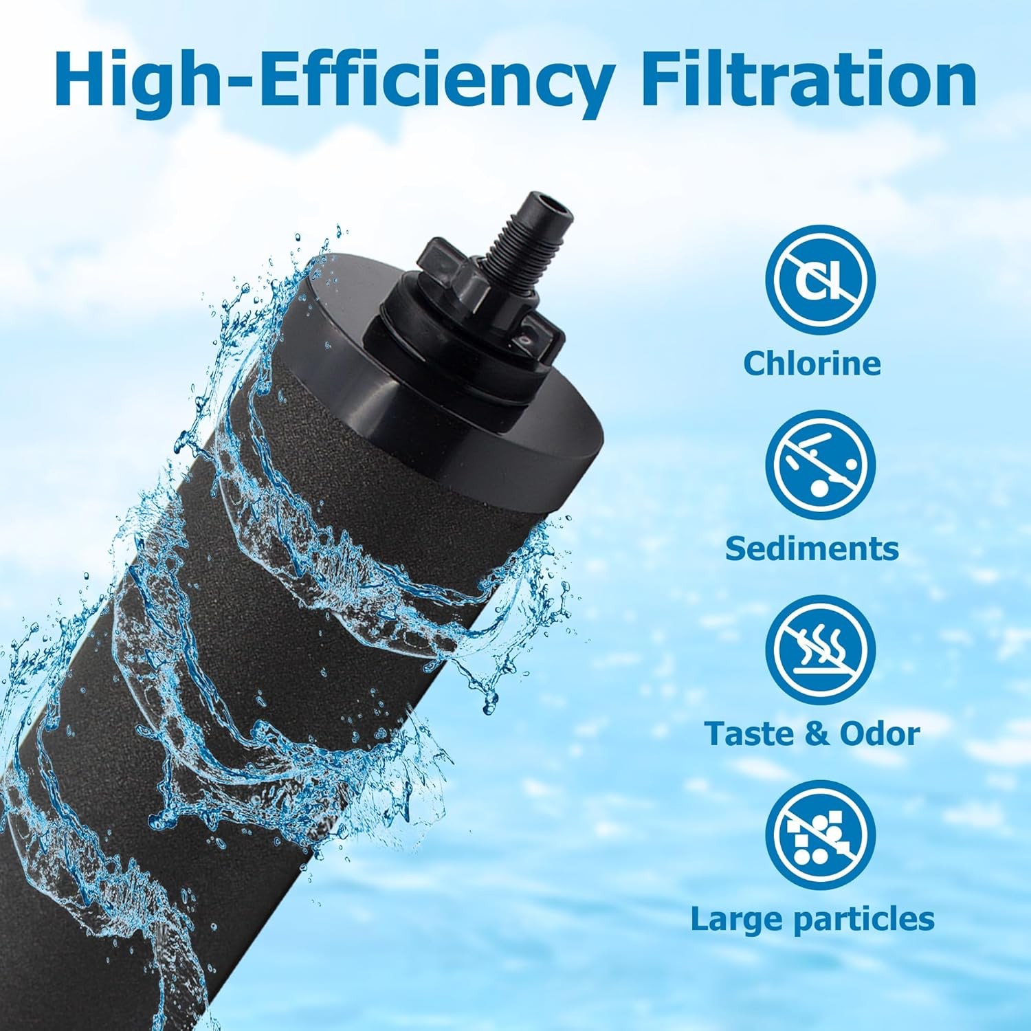 4Packs Water Filter Replacement for Berkey® BB9-2 Black Activated Carbon Filters