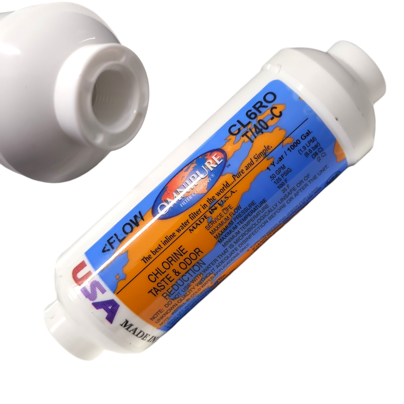 Omnipure CL6ROT/40-C Carbon filter for Chlorine and Taste 6″x 2″ for 3/8″FPT 1Pk