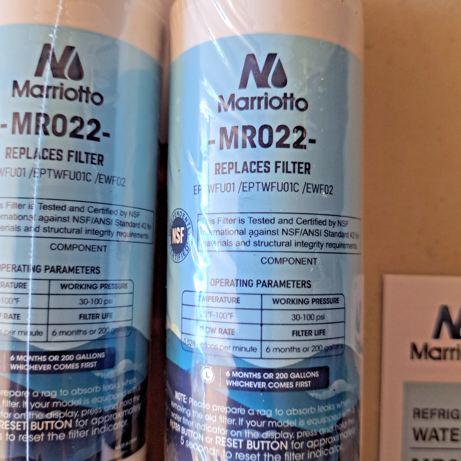 3-Pack Marriotto MR022 Water Filter Replacement for Frigidaire NEW/SEALED