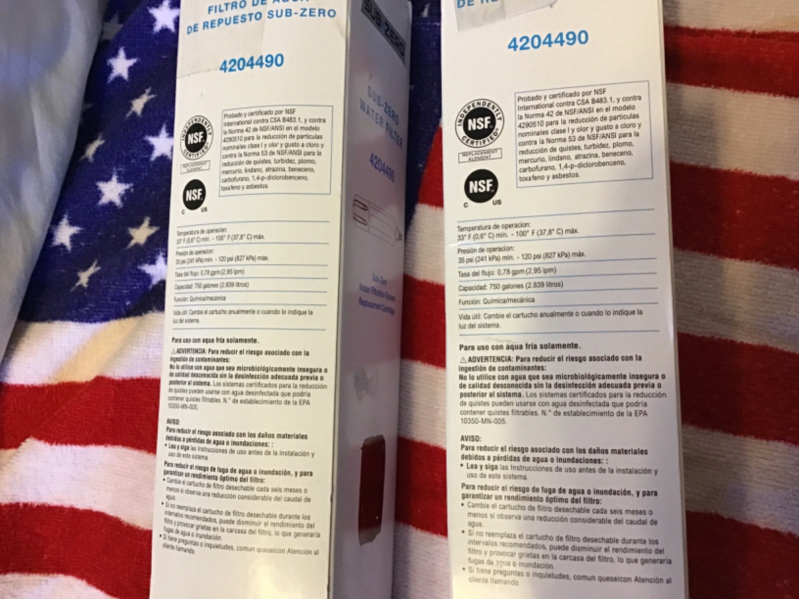 SUB-ZERO 4204490 Refrigerator Water Filters 2 new in Box exc New Sealed