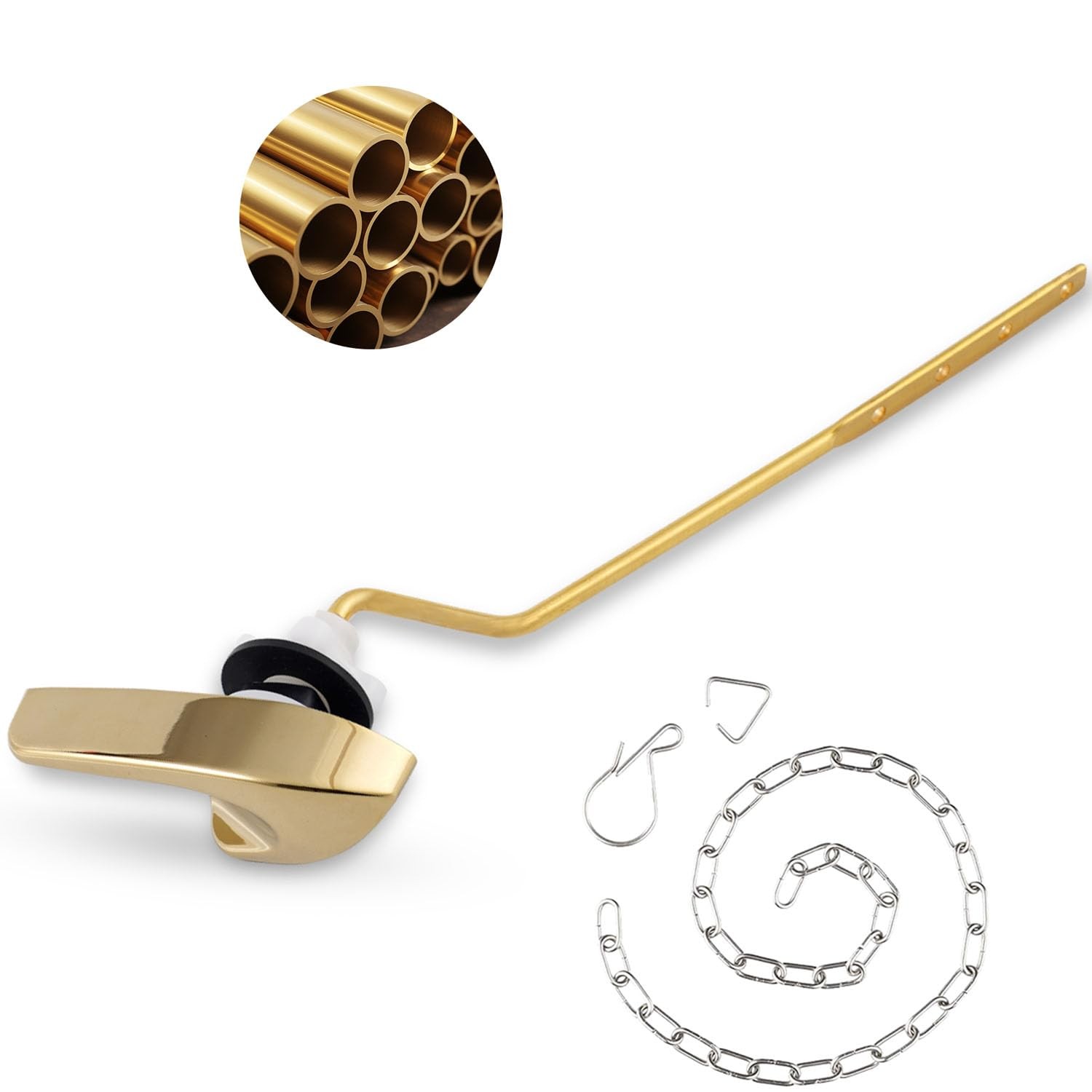 Universal Polished Gold Toilet Handle Replacement Kit, Side/Angle Mount Toile…