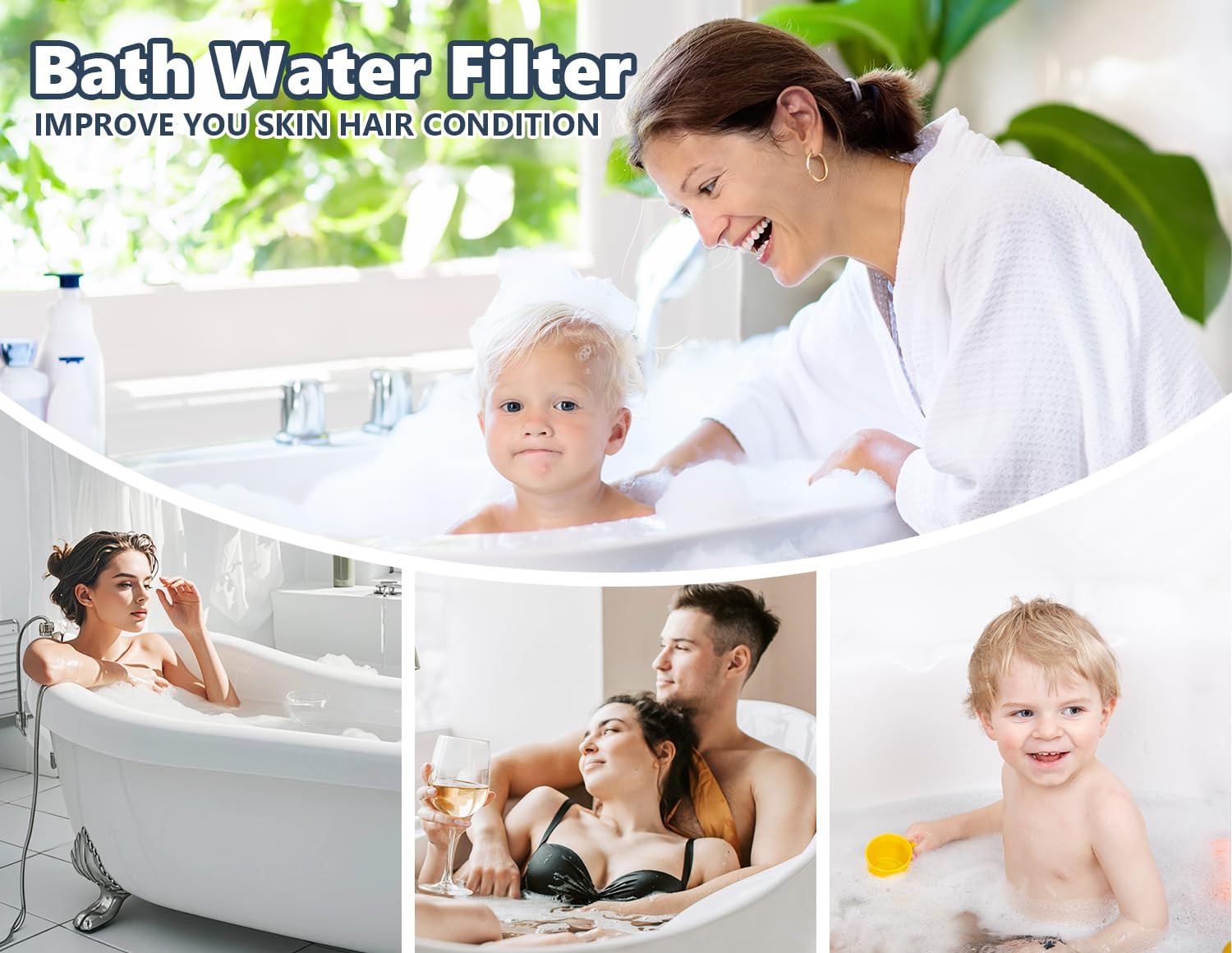 Bathtub Water Filter for Tub with Overflow,2,500 Gallons of Filtration,8 Stages
