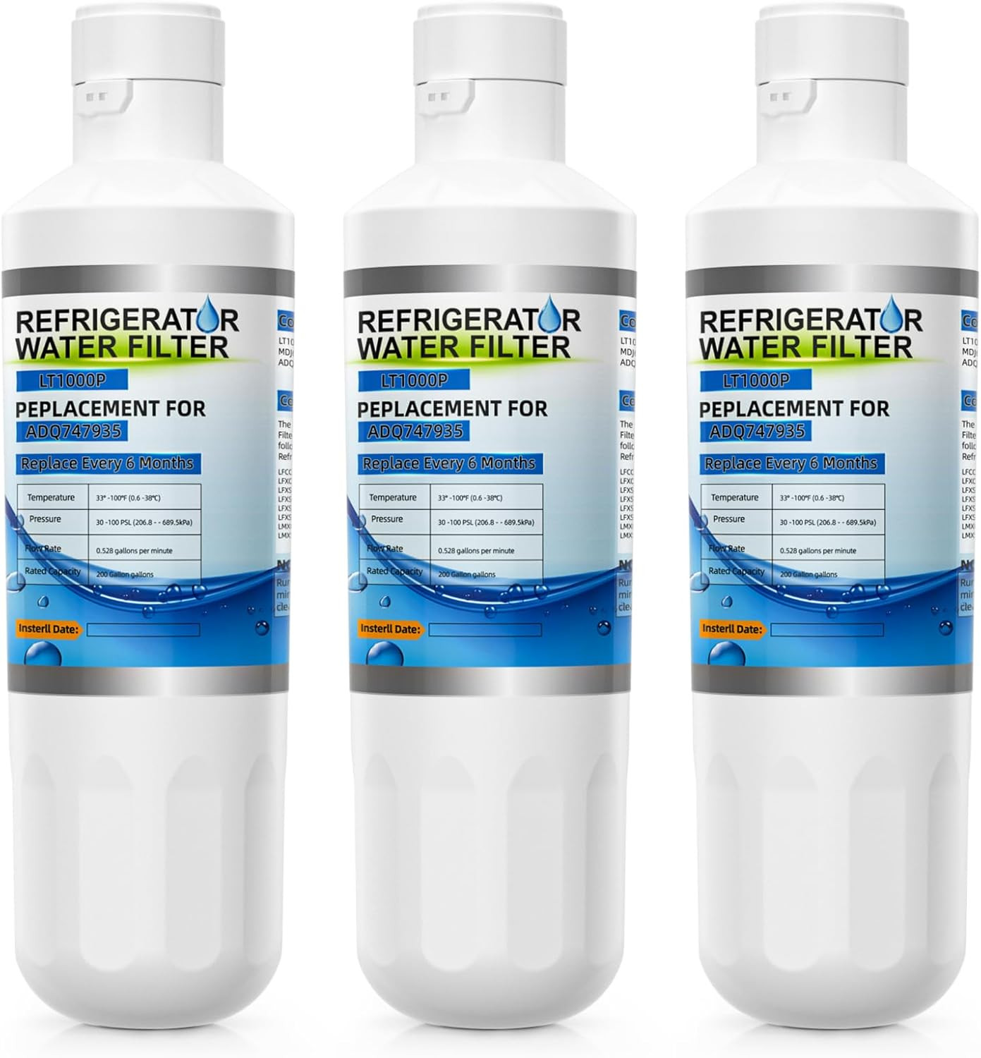 Water Filter Replacement for LG LT1000P Thinq Refrigerator Models