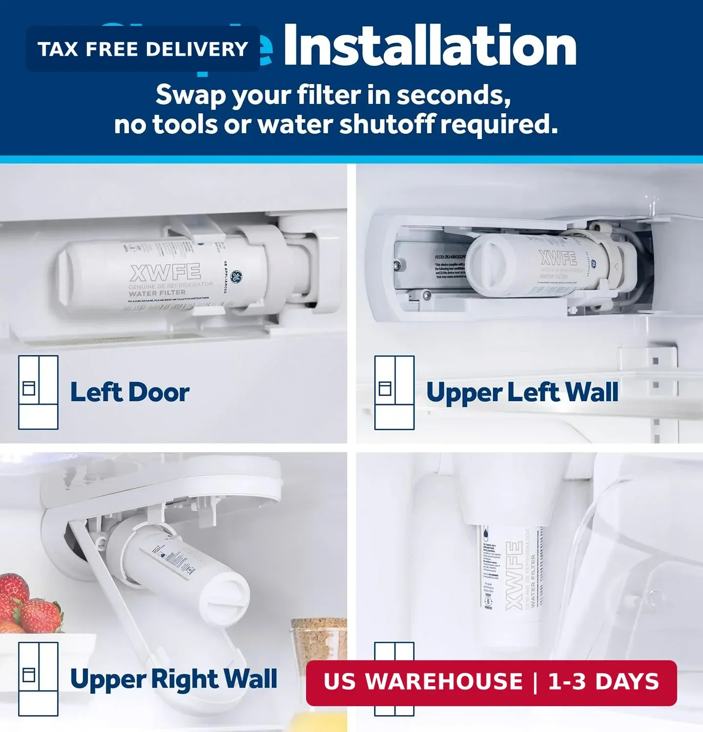 XWFE Refrigerator Water Filter, Genuine Replacement Filter, Certified to Redu