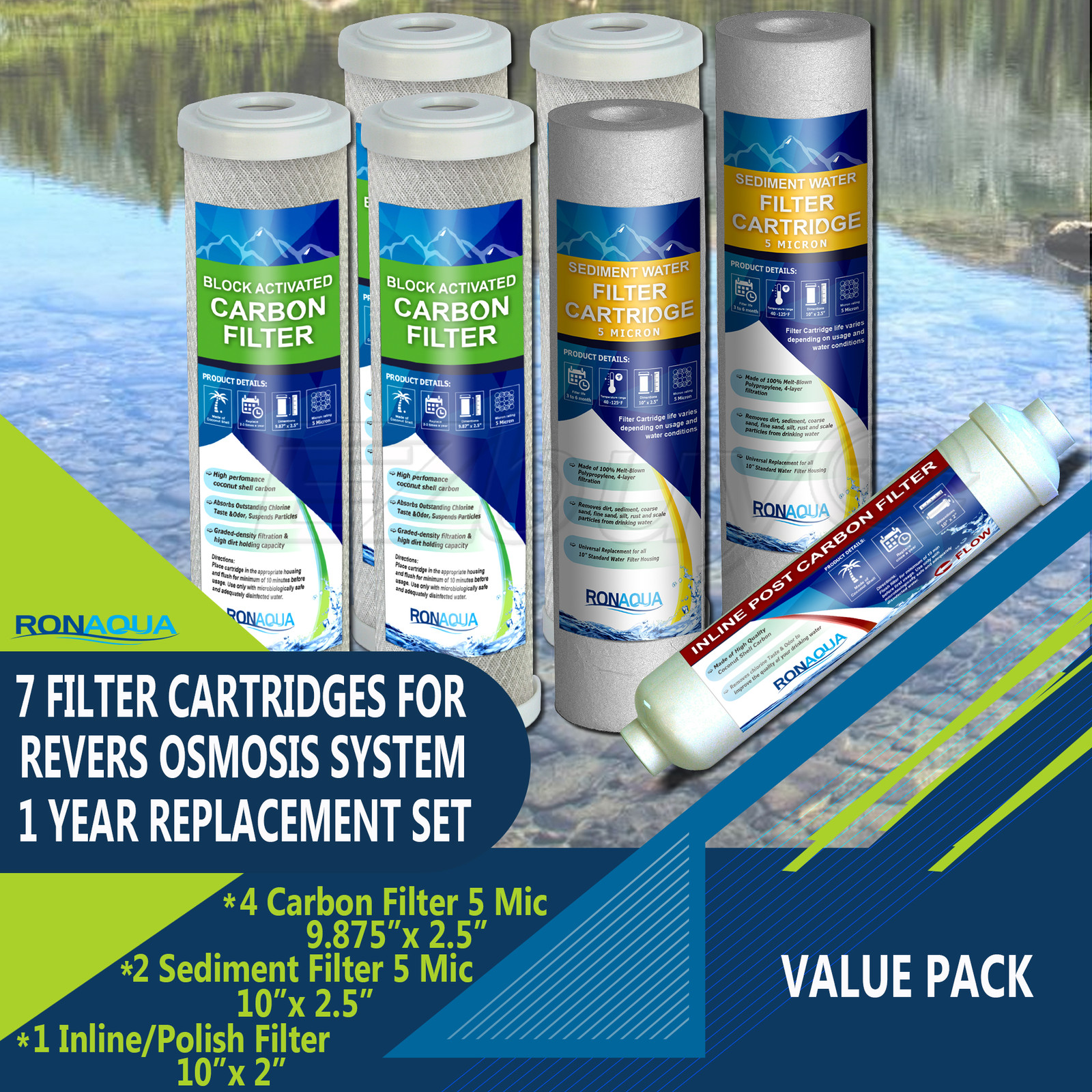 7 PACK RO Filters Premier 1-Year 5-Stage Reverse Osmosis Replacement Filter Kit
