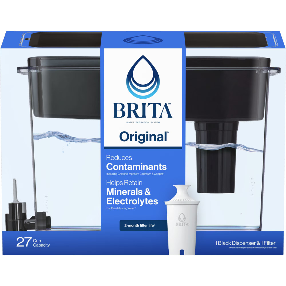 Brita UltraMax, 27 Cup Large Water Filter Dispenser, Fridge Purifier, Black New