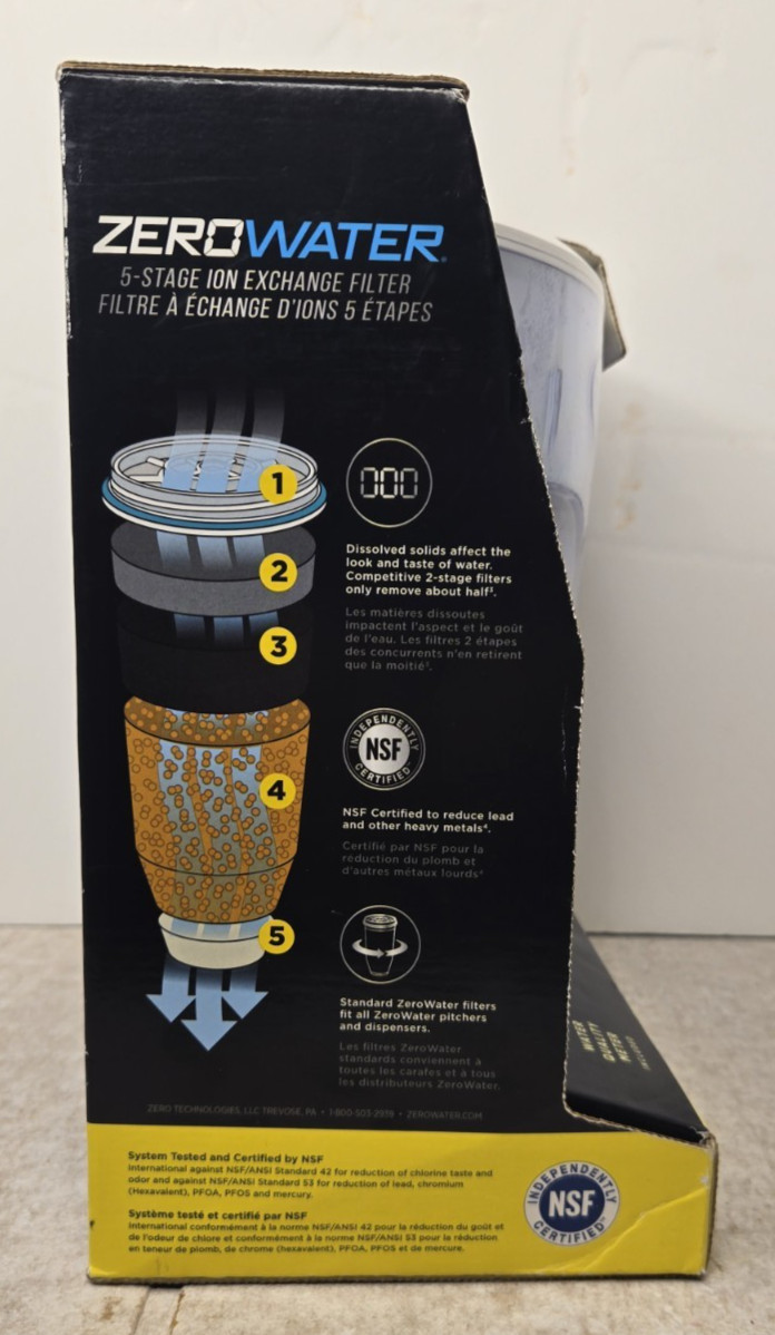 ZeroWater 5 Stage Advanced Filtration 12 Cup Water Pitcher No Meter