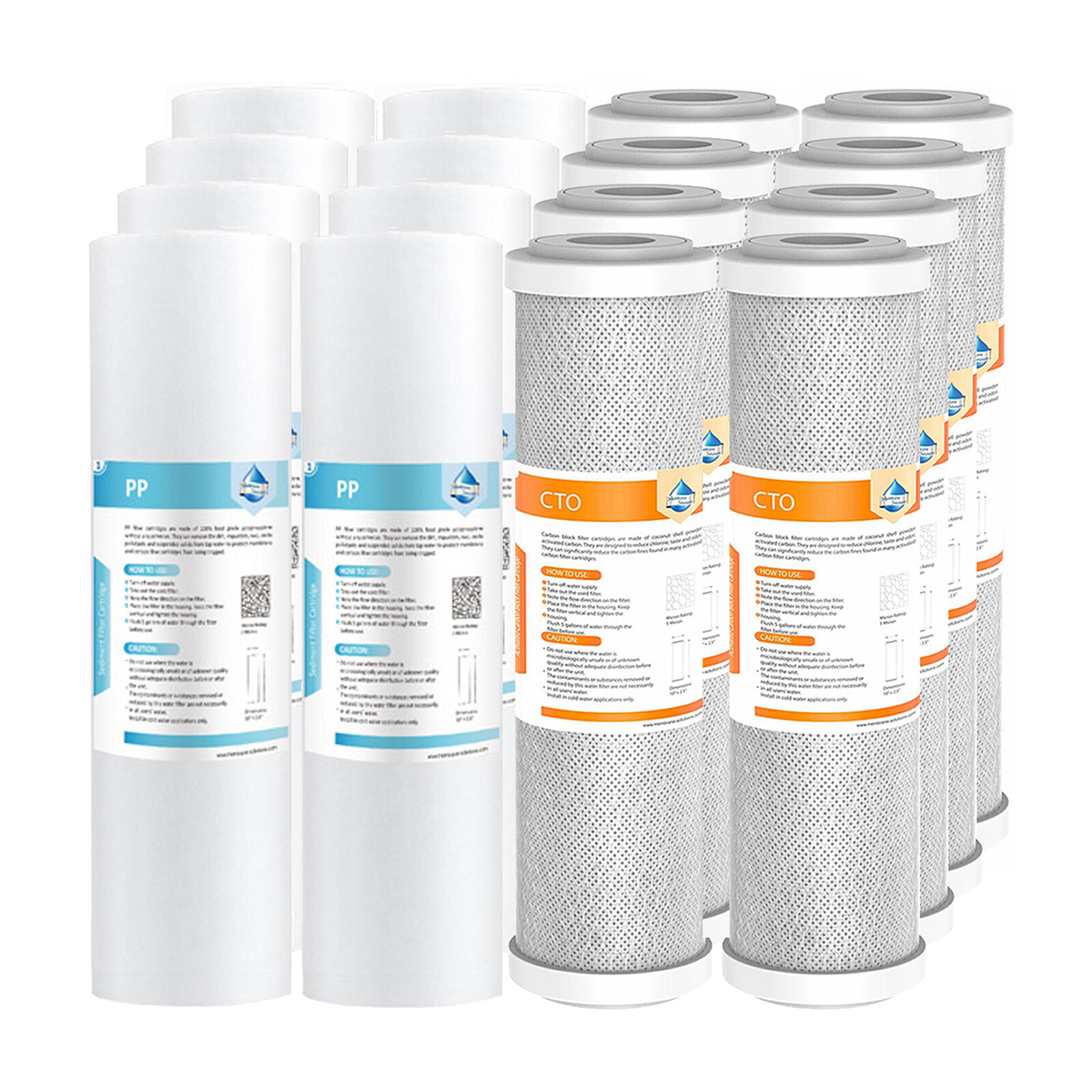 1-16 Pack 10×2.5″ 2-Stage Reverse Osmosis Sediment CTO Carbon Block Water Filter