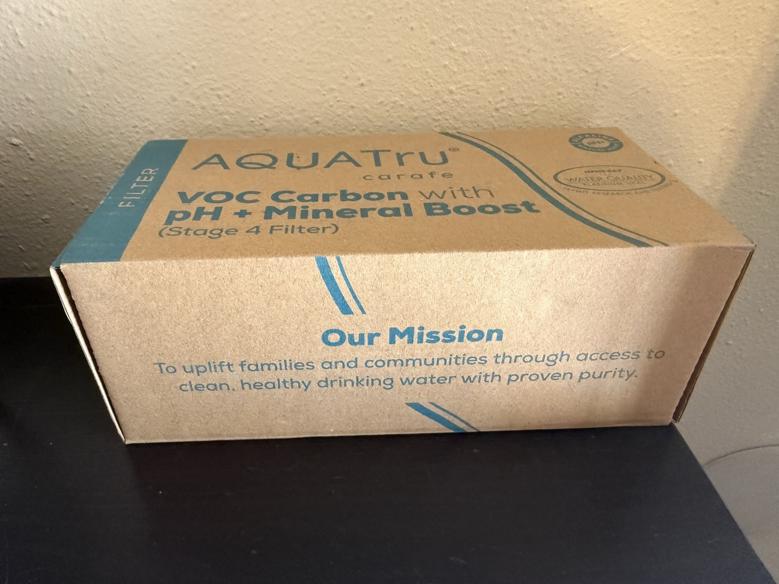 AquaTru Carafe Stage 4 Water Filter VOC Carbon w/pH+ Mineral Boost New Open Box