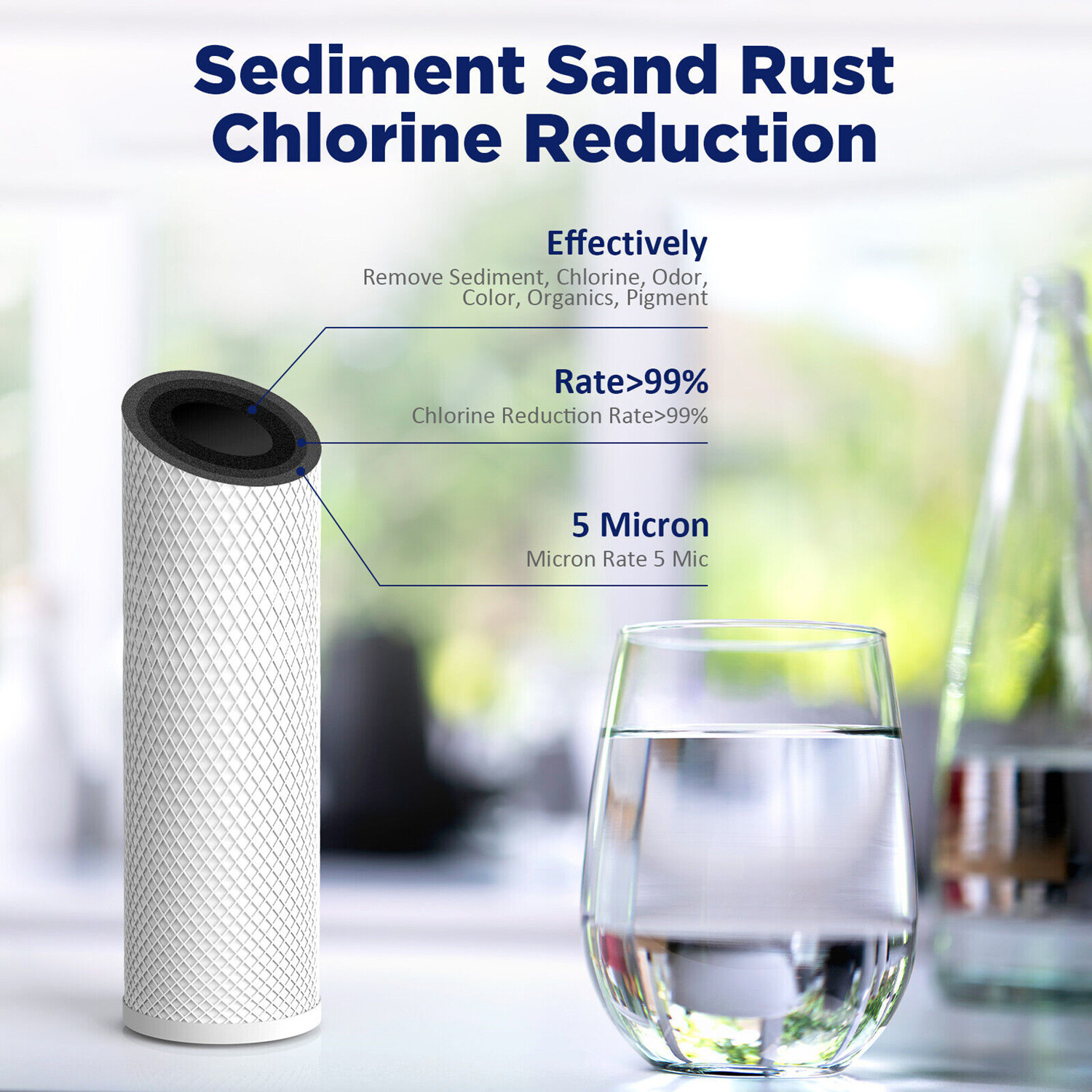 20″ x 4.5″ KDF Big Blue Whole House Water Filter System Heavy Metal Filtration