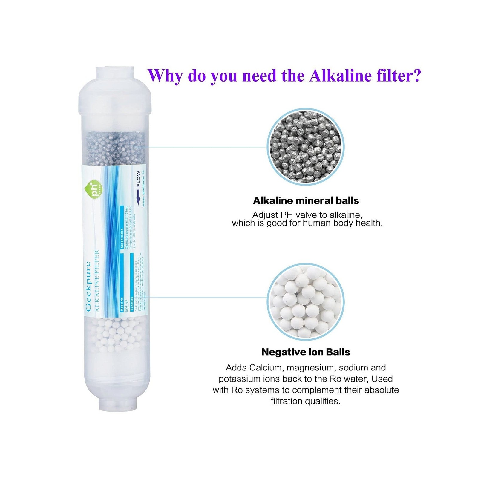 Geekpure 6-Stage Reverse Osmosis RO Drinking Water Filter System with Alkalin…