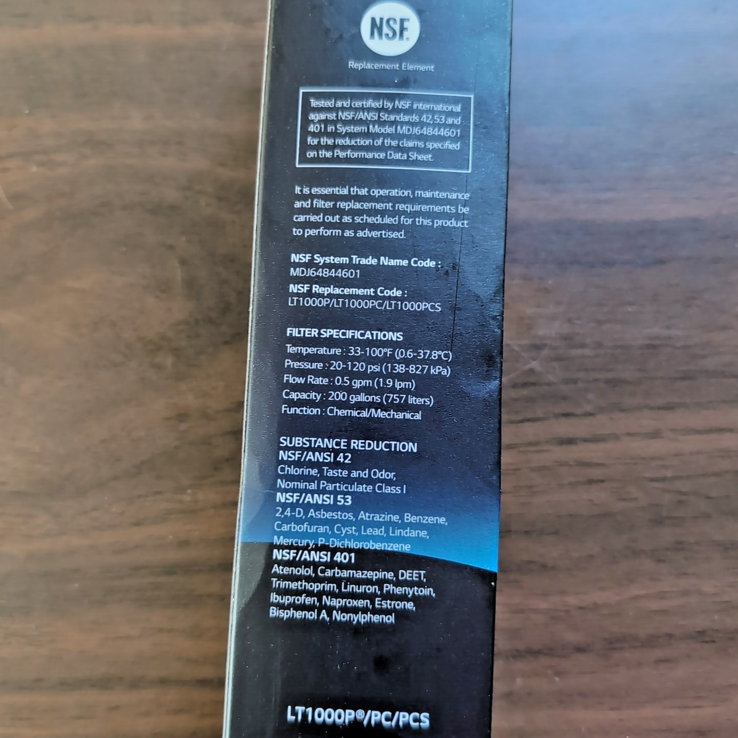 Genuine LG Water Filter Replacement Cartridge LT1000P/PC/PCS – New and Sealed!