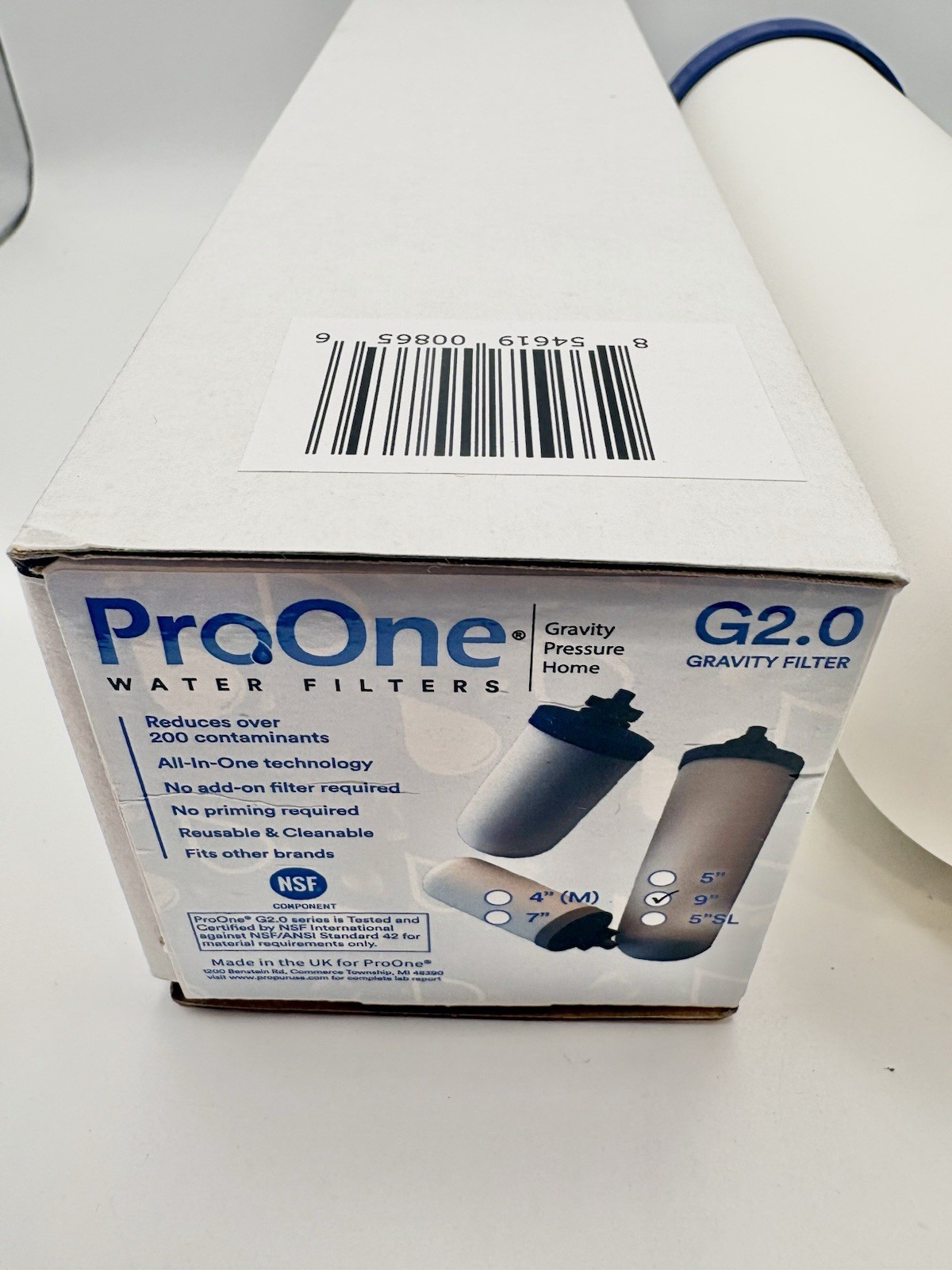 ProOne G2.0 9 Inch Ceramic Gravity Countertop Water Filter 2-Stage All-In-One