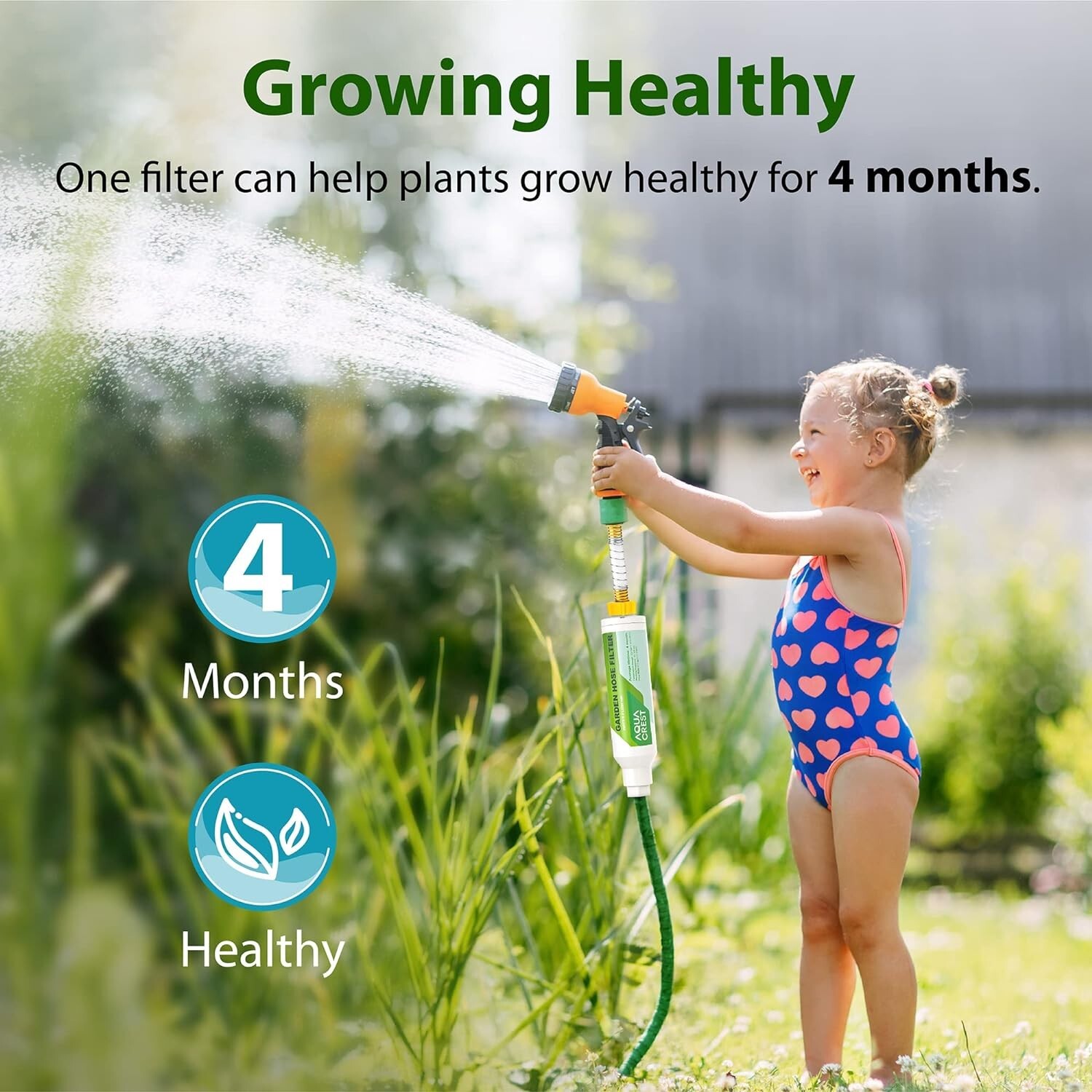 AQUACREST Hose Water Filter with Hose Protector,Reduces Chlorine, dor, Calcium