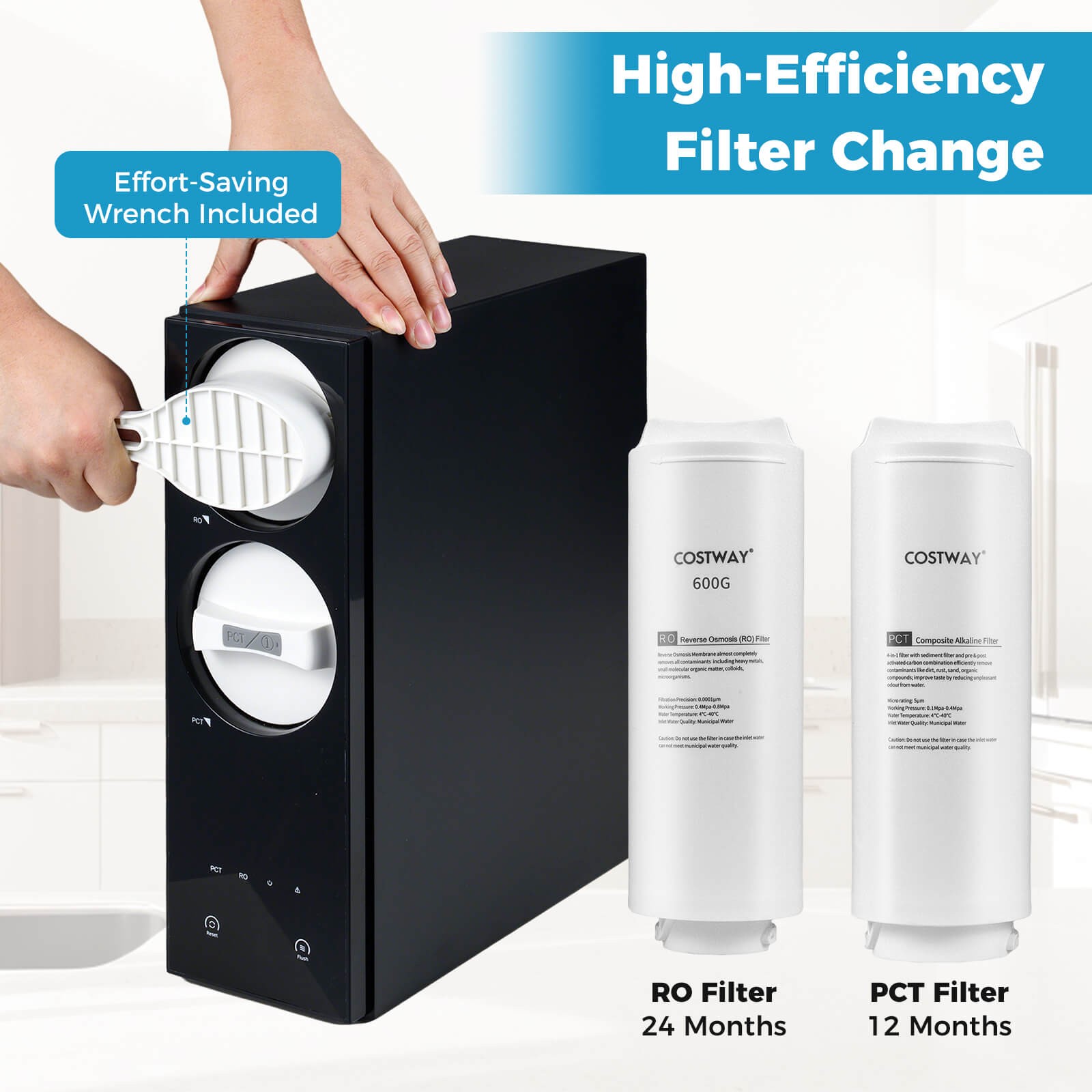600 GPD AW-RB20 Alkaline PH+ Reverse Osmosis Water Filter w/8-Stage Filtration