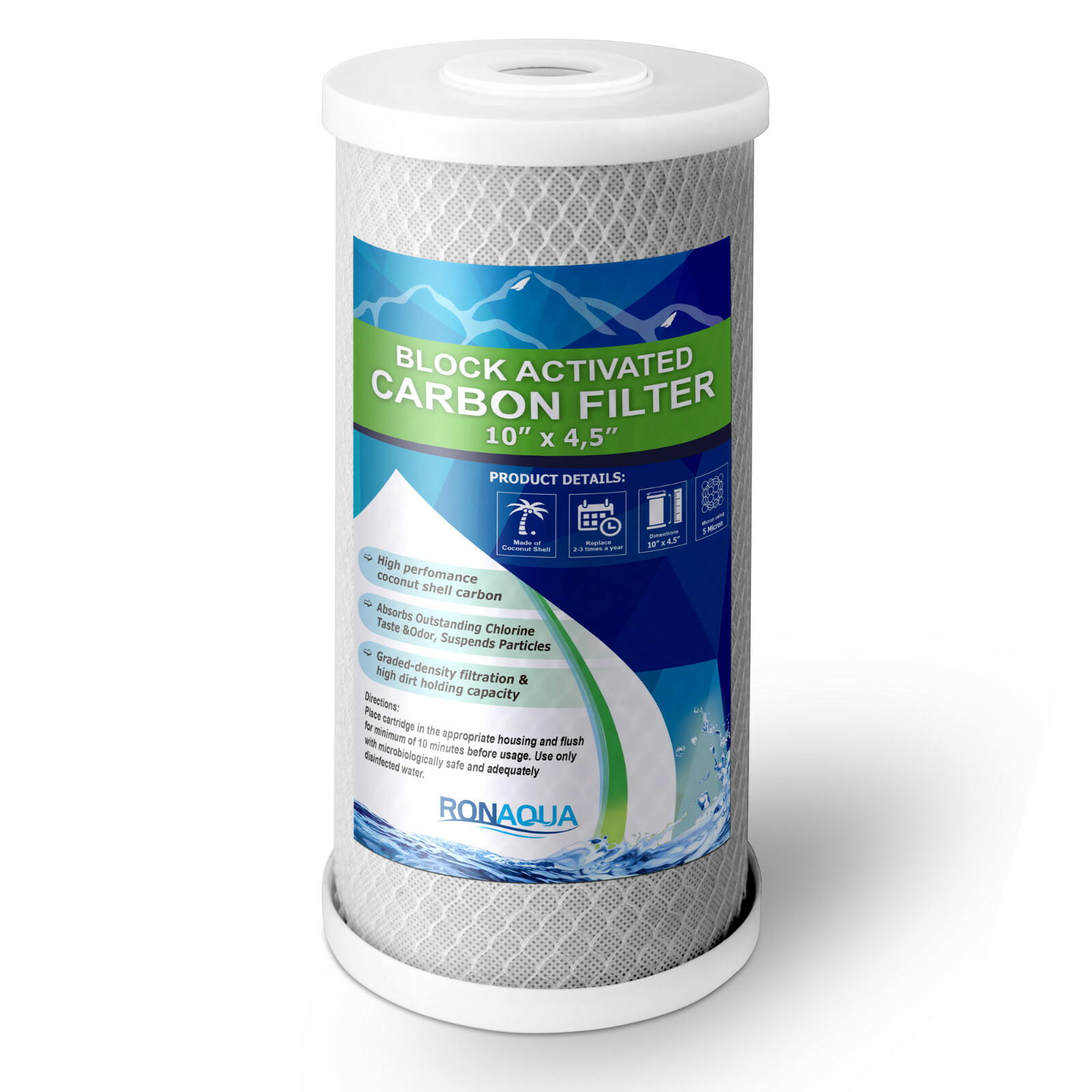 12 pcs Big Blue CTO Carbon Block Water Filters 4.5″ x 10″ Whole House Cartridges