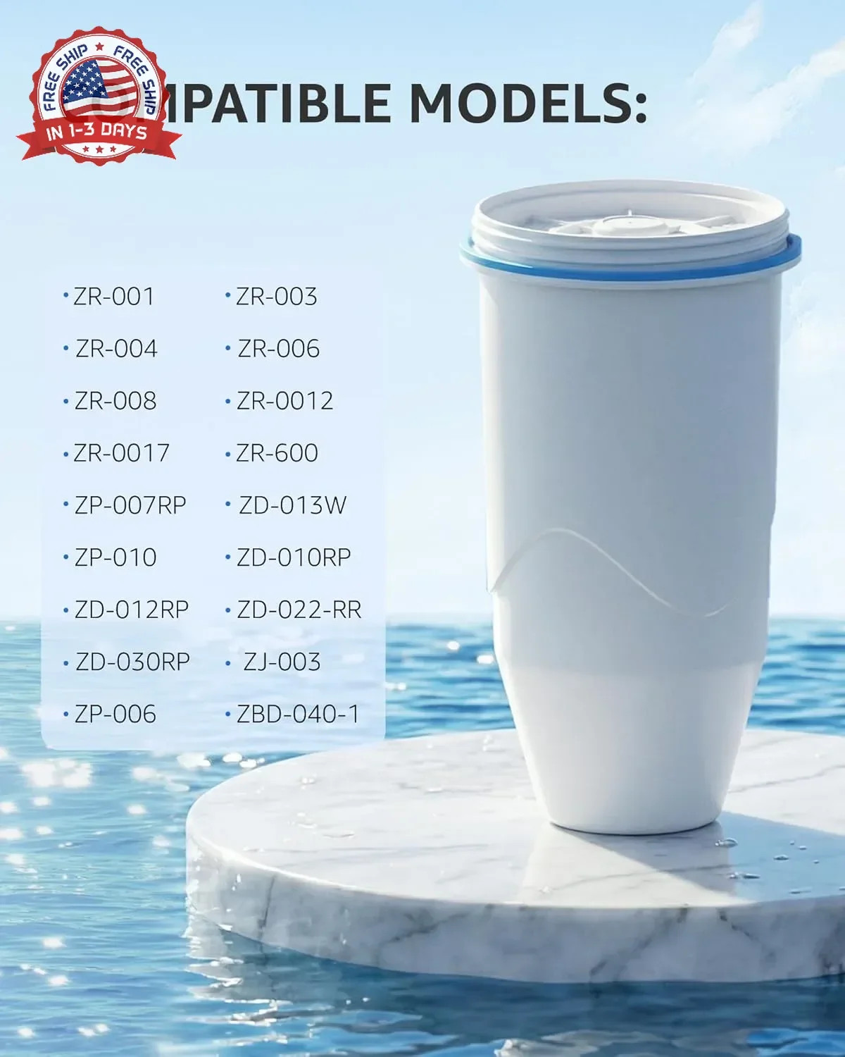 Compatible with Zero Pitcher and Dispenser ZR-001 ZR-004 ZP-006 ZR-017, 0 TDS, R