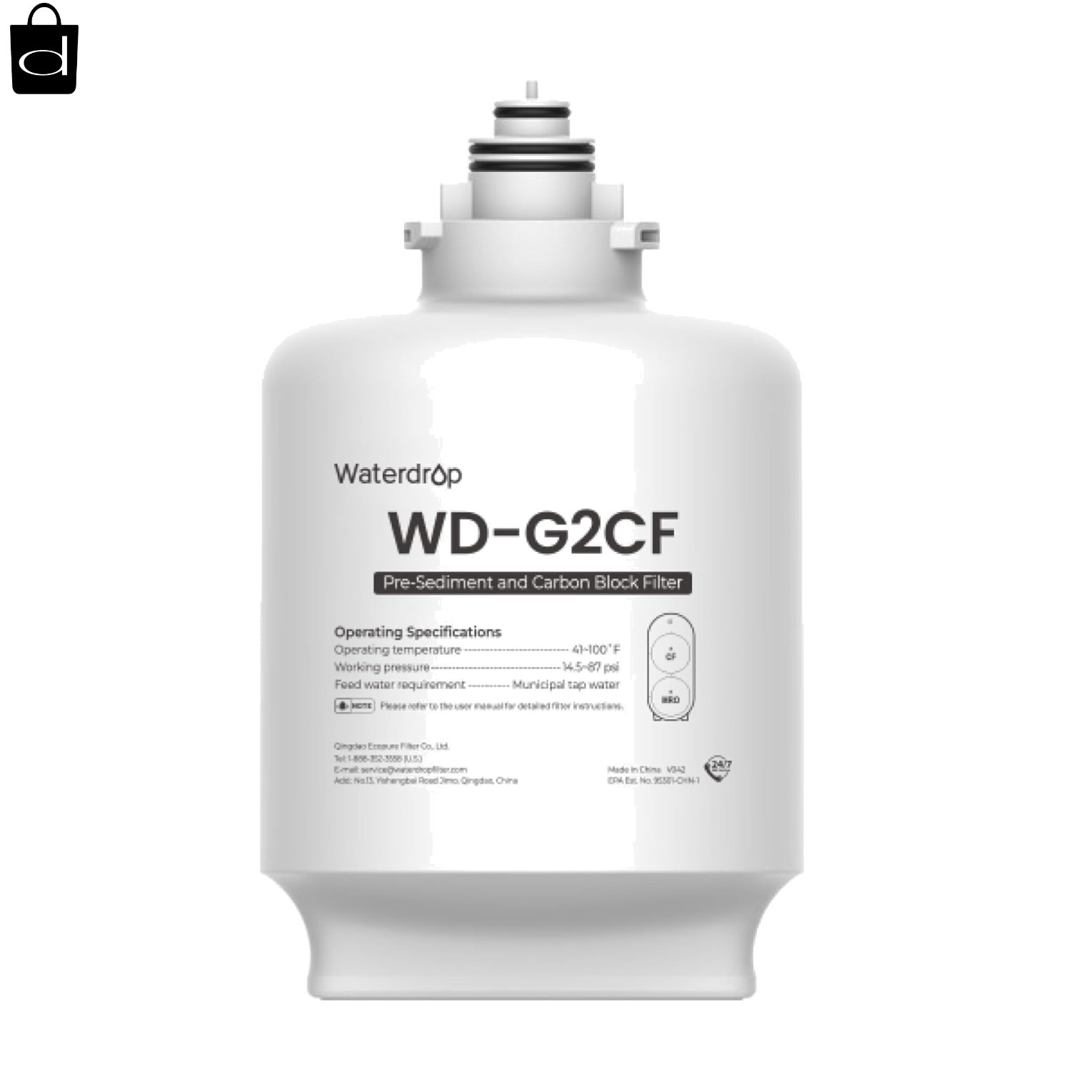 Waterdrop WD-G2CF Filter, Replacement for WD-G2-W, WD-G2-B, WD-G2P600-W Rever