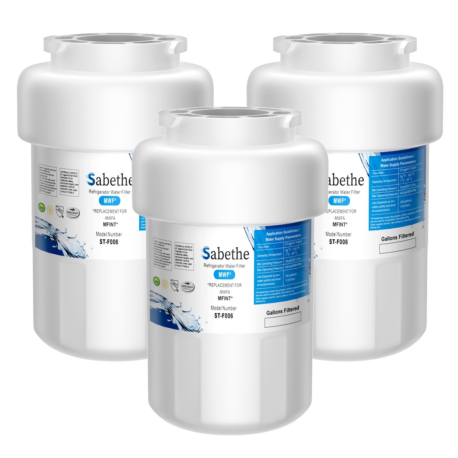 4 Pack F006 Refrigerator Water Filter for GE MWF, MWFINT, MWFA, PC75009