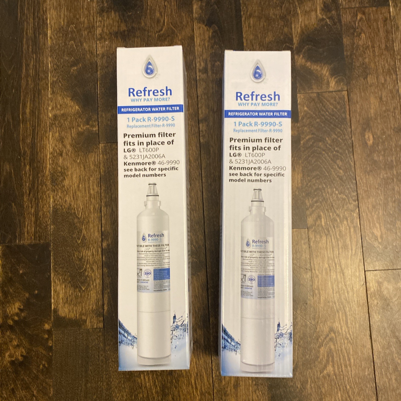 Refresh Refrigerator Water Replacement Filters NIB – R -9990-S – 2 Pack 2 Boxes