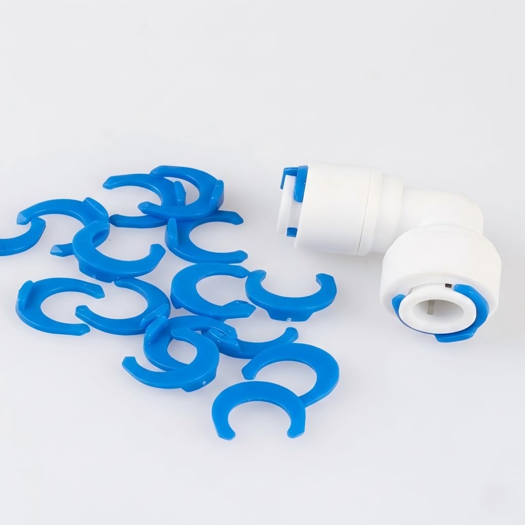 50 PCS 3/8 Inch RO Reverse Osmosis Water Filter Locking Clips, Blue Quick Con…