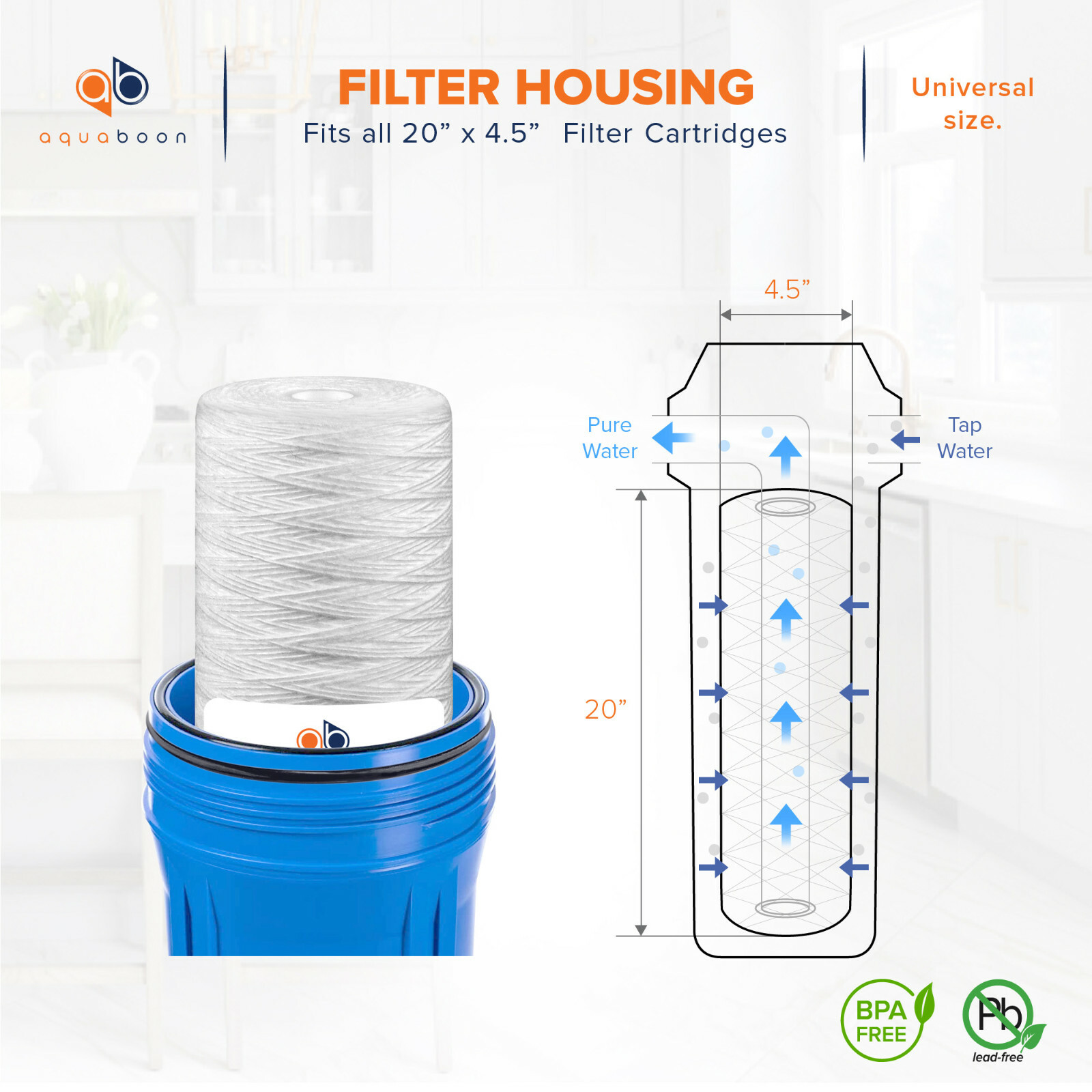 2PK of 20″ Big Blue String Wound Sediment Water Filter Cartridge 5µm by Aquaboon