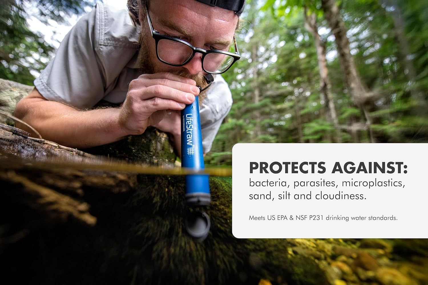 Lifestraw Personal Water Filter: 99.999999% Bacteria Removal for Hiking & More