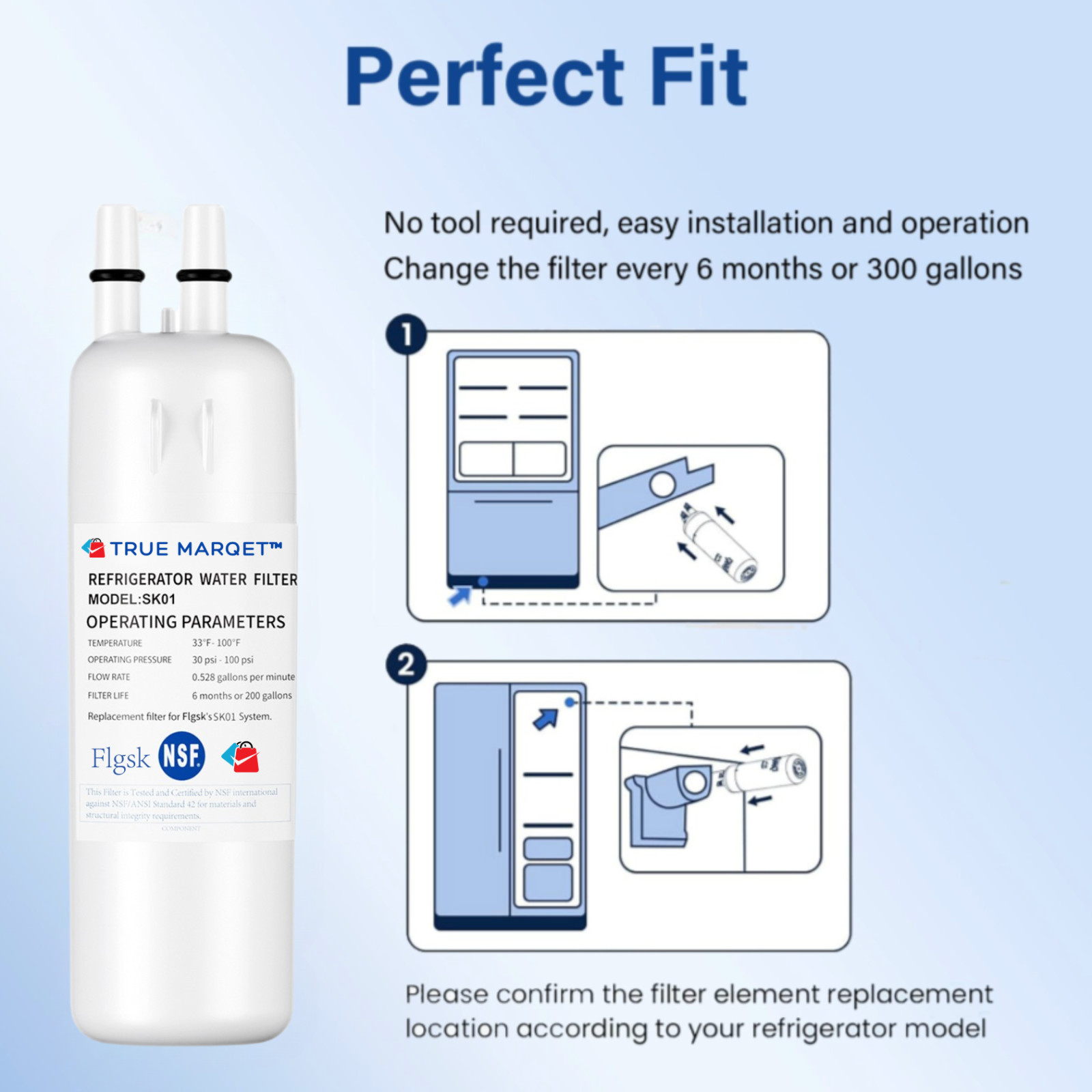 3 Pck Fridge Filter – EDR1RXD1, W10295370A, Filter 1, 46-9081, 46-9930, KAD1RXD1