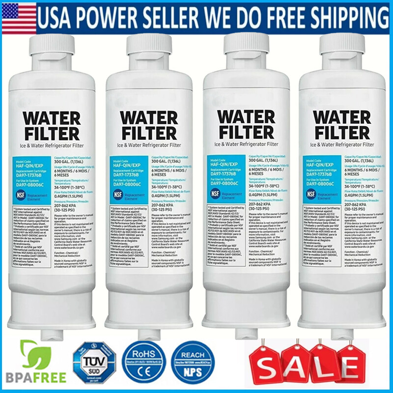 4Pcs for Samsung Refrigerator(DA97-17376B) HAF-QIN/EXP Replacement Water Filter