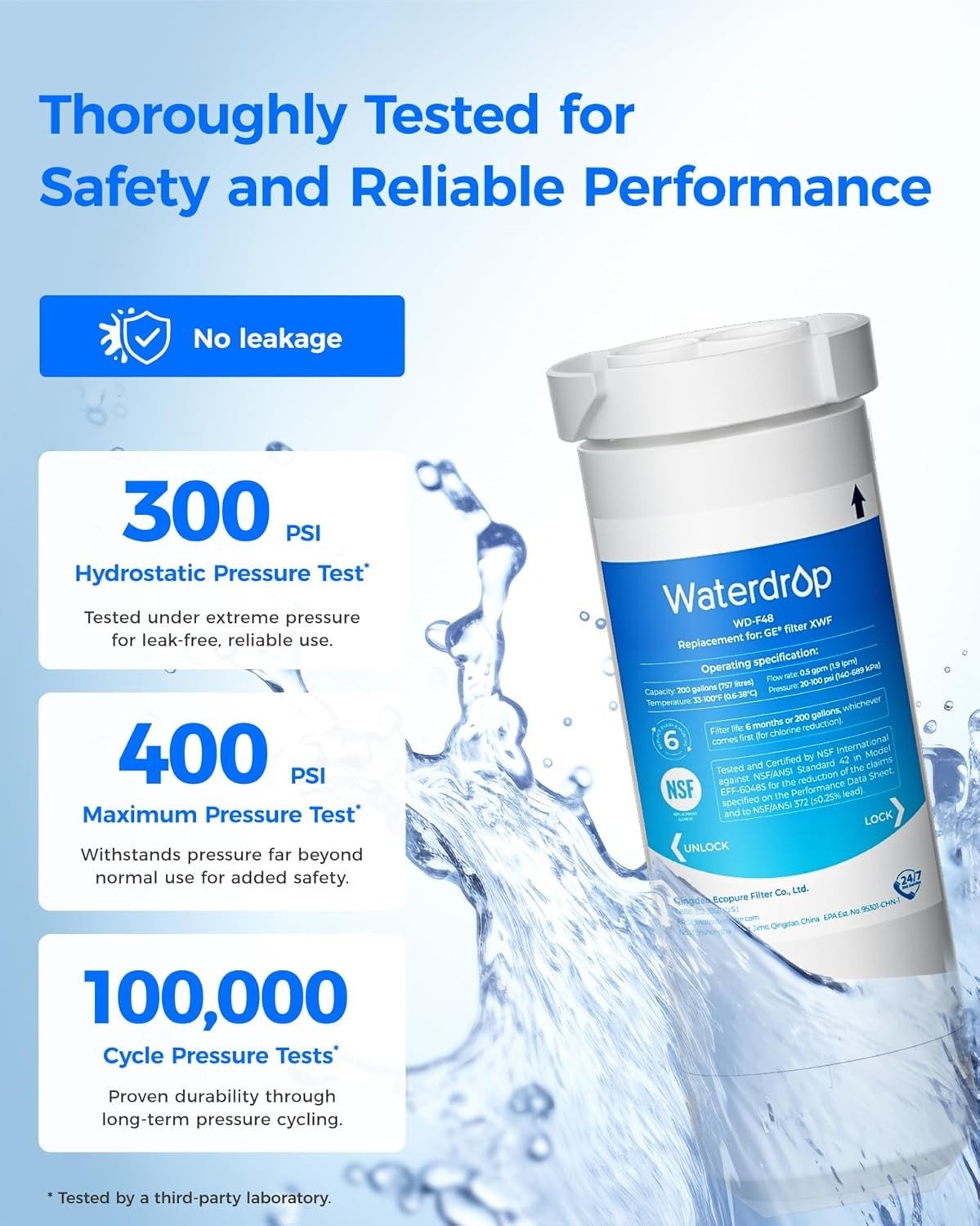XWF Refrigerator Water Filter, Replacement for GE XWF, WR17X30702, NSF 42 & 3…