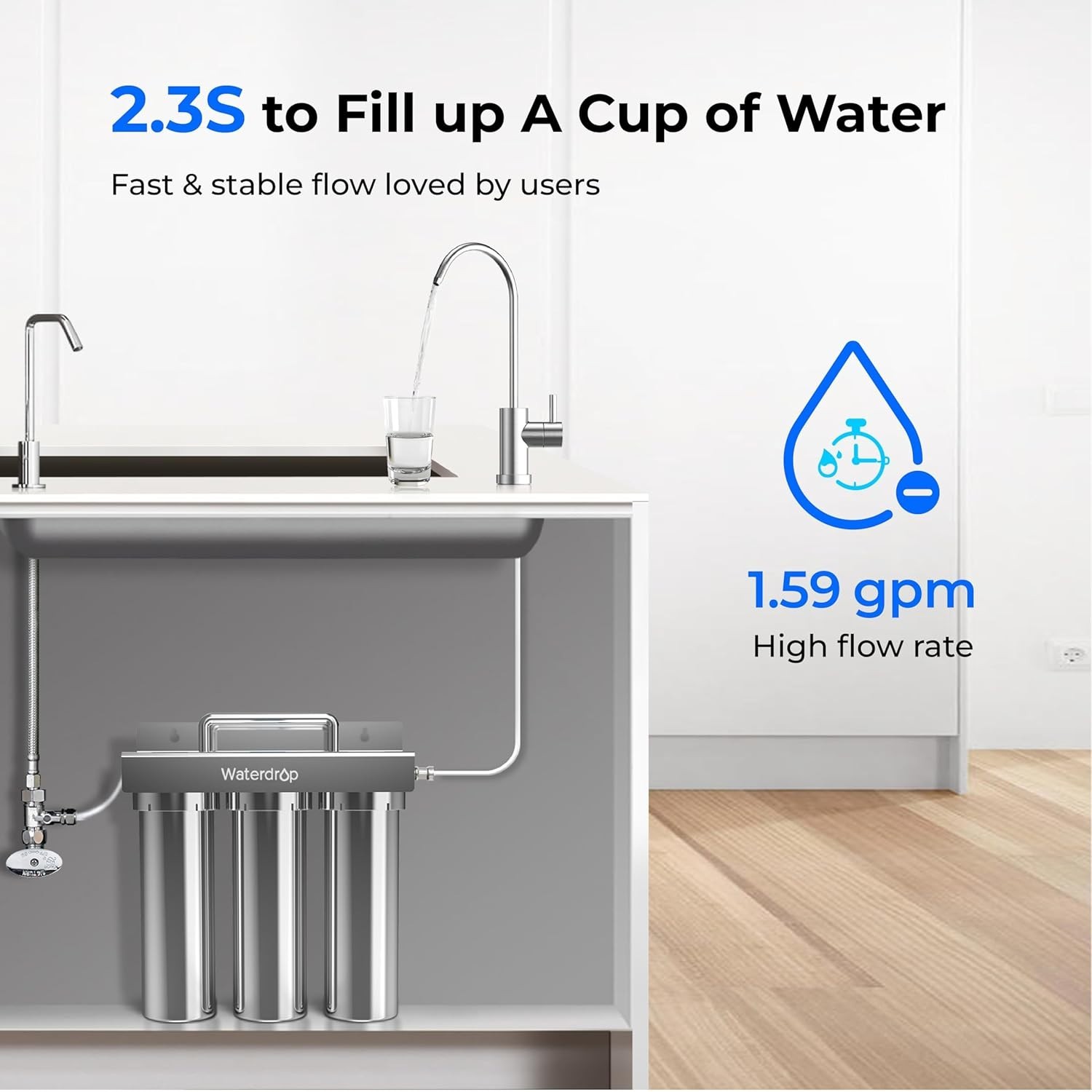 Waterdrop TST-UF-B 0.01μm Ultra-Filtration Under Sink Water Filter 3-Stage