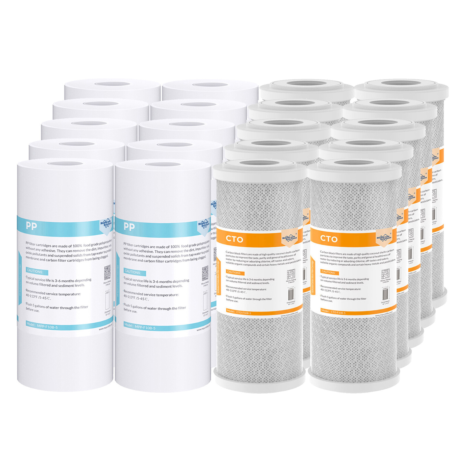 1-10 Pack 5 Micron 10″ x 4.5″ Sediment CTO Carbon Block Water Filter Whole House
