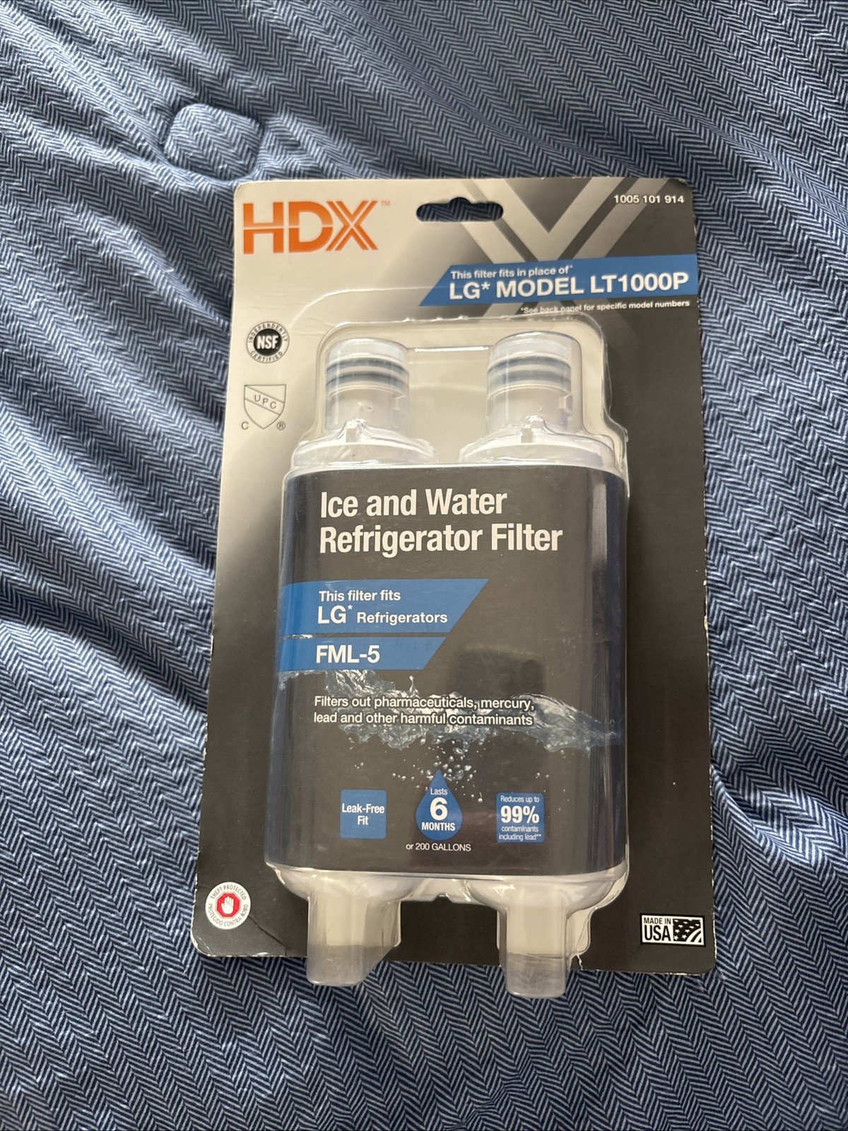 HDX FML-5 Premium Refrigerator Water Filter Replacement Fits LG LT1000P (2-Pack)