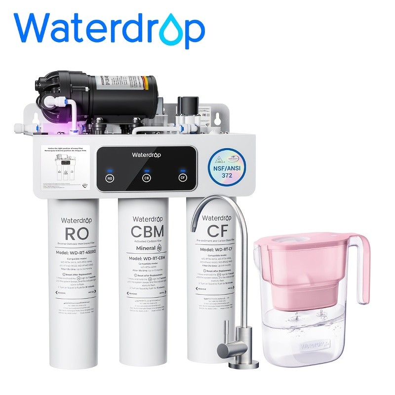 Waterdrop WD-T3-M Reverse Osmosis Water Filter, Extra Pink Filter Pitcher