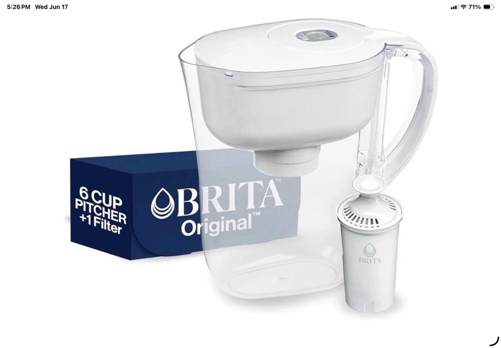 Brita Metro Water Filter Pitcher 6 Cup BPA-Free 1 Brita Filter BRIGHT WHITE
