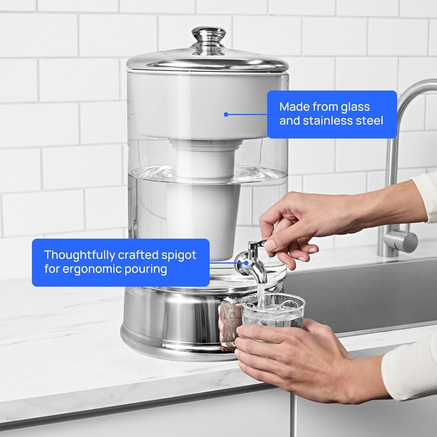 with ZeroWater Technology 40-Cup Glass Water Filter Dispenser – Includes 5-St…