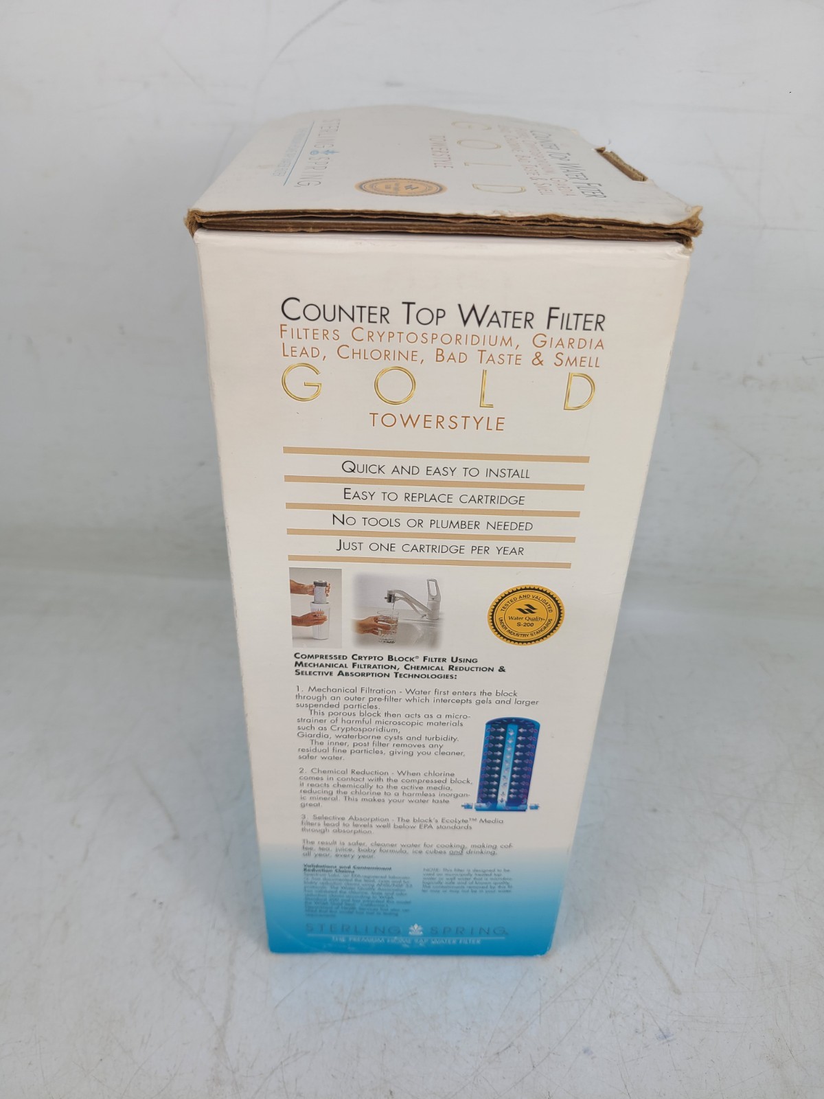 (NEW) Sterling Spring Counter Top Water Filter Gold Towerstyle