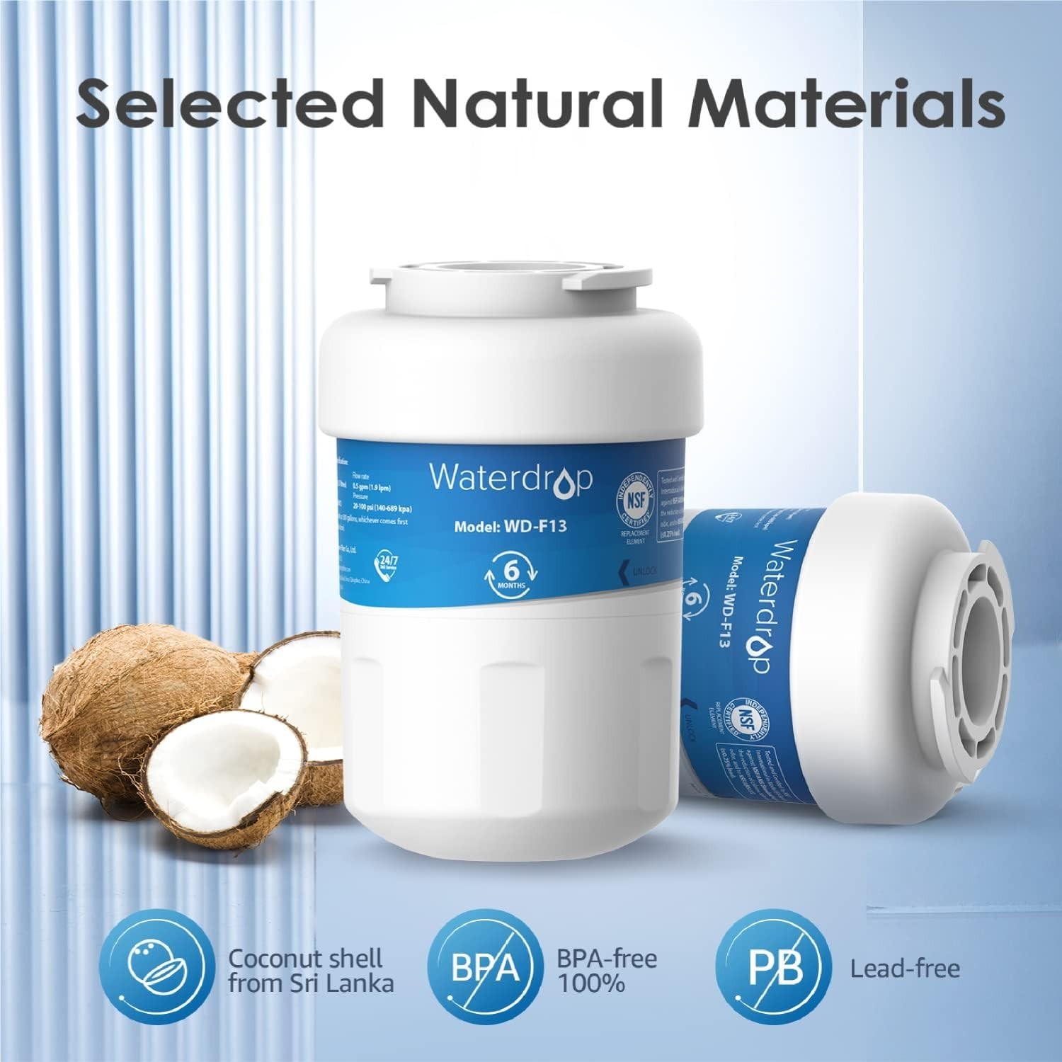 Waterdrop MWF® Refrigerator Water Filters Replacement For GE® MWF®, 3 Pack