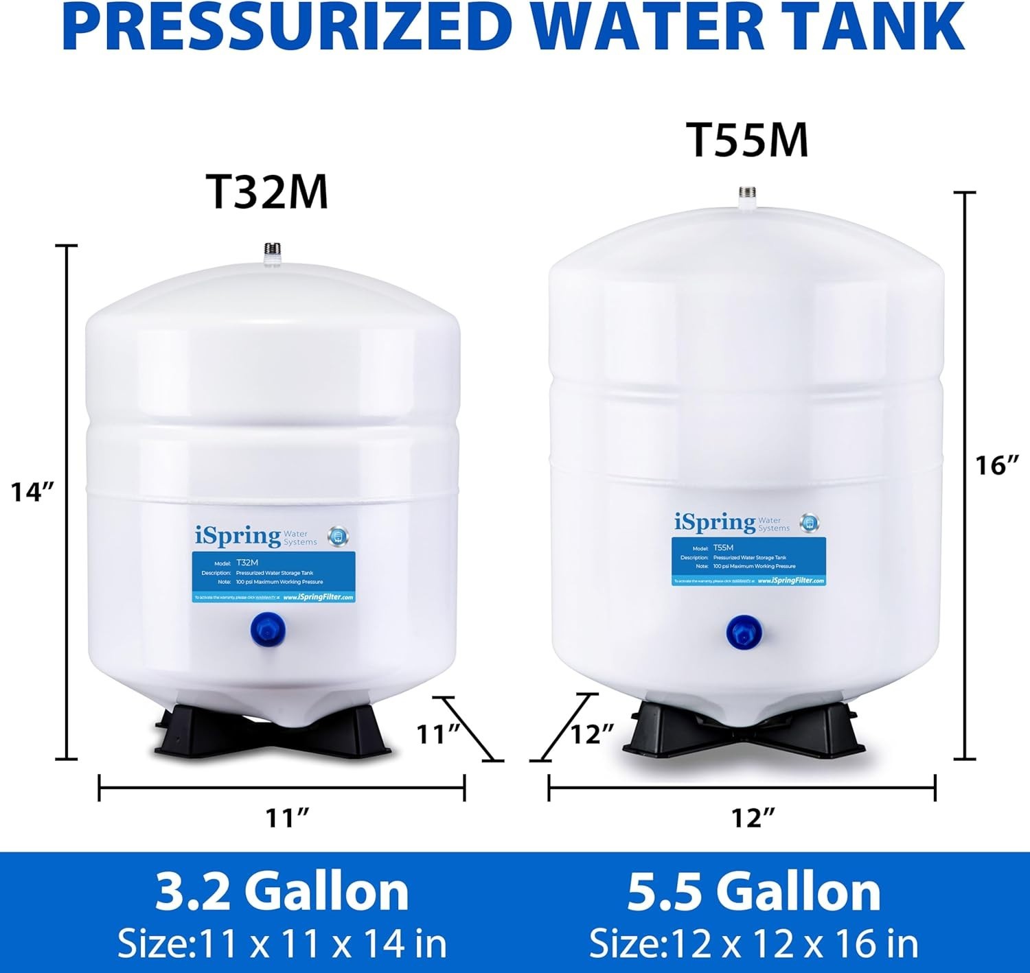 Stainless Steel 4 Gallon Pressurized Storage Tank for Reverse Osmosis Systems