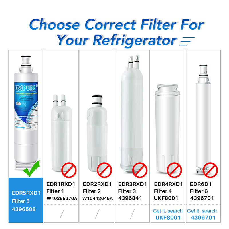 Fit For 4396508 ED2GHGXMQ00 GS5SHAXNB01 WF285 RWF0500A Water Filter 4 PACK