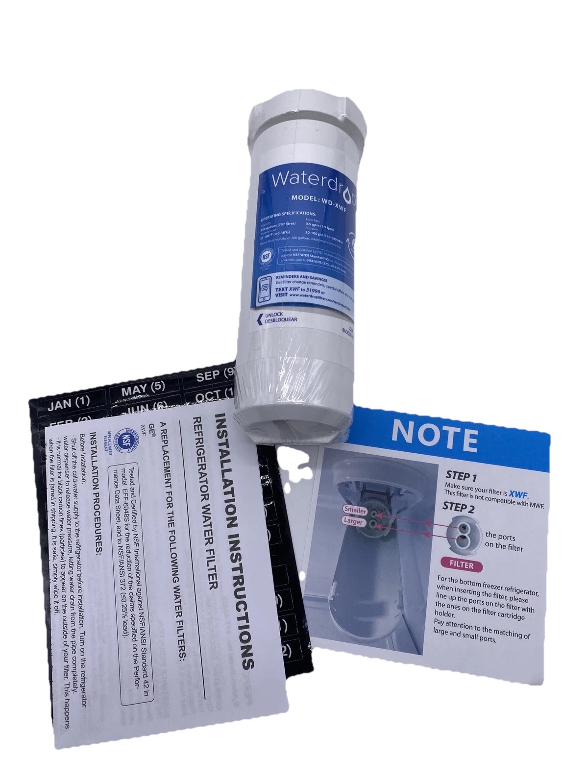 Waterdrop WD-XWF Replacement For GE XWF Refrigerator Water Filter New Sealed