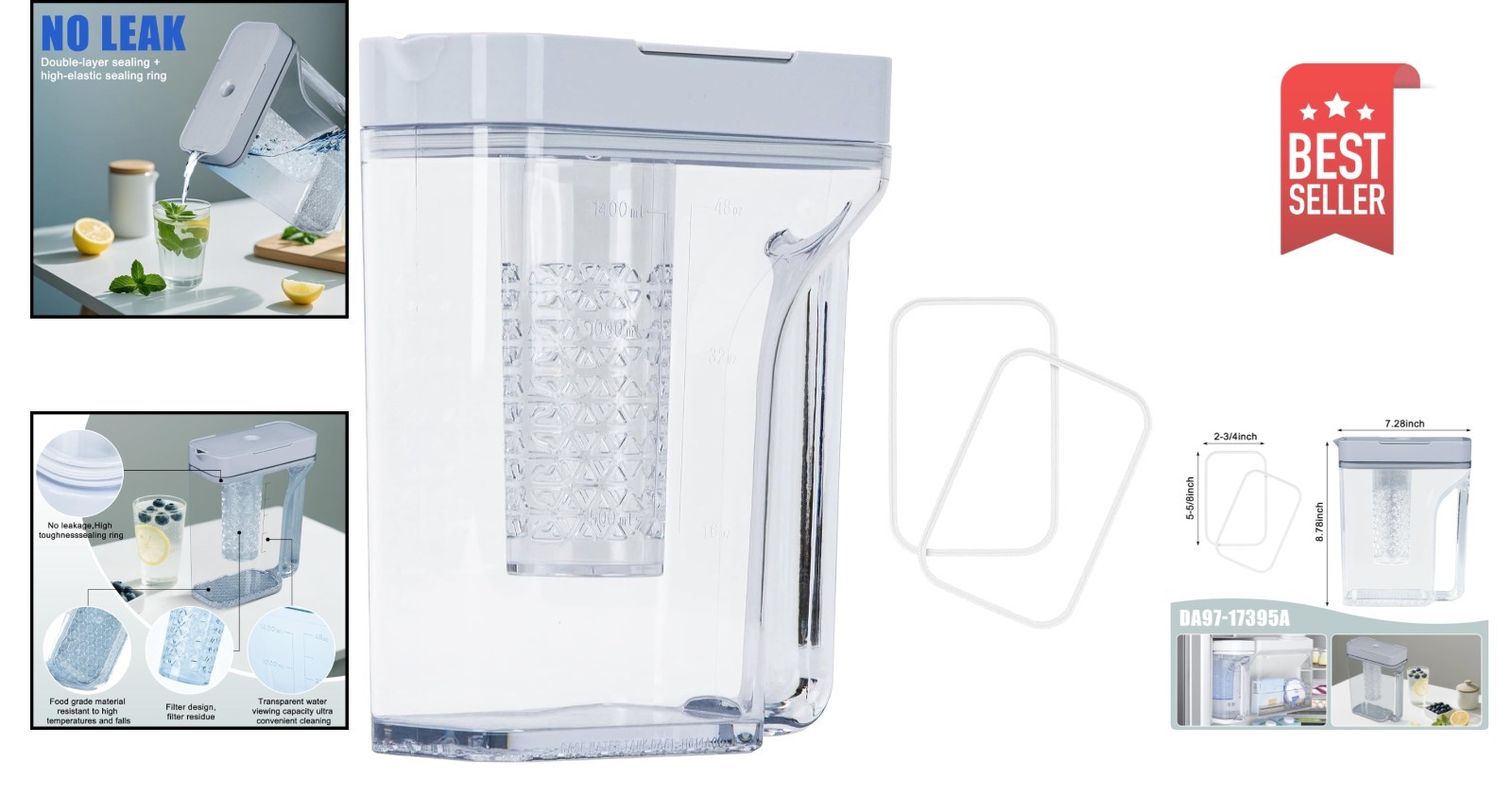 Versatile DA97-17395A Water Pitcher Replacement for Multiple Samsung Fridges
